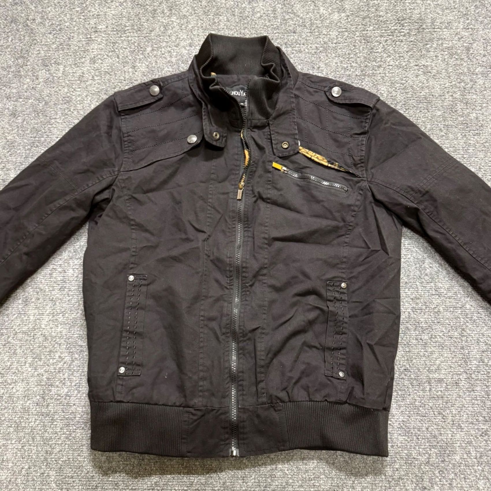 Vintage Y2K Chou Yatou Jacket Mens M Black Full-zip Patch Flap Pocket Patterned Liner Size US M / EU 48-50 / 2 - 3 Thumbnail