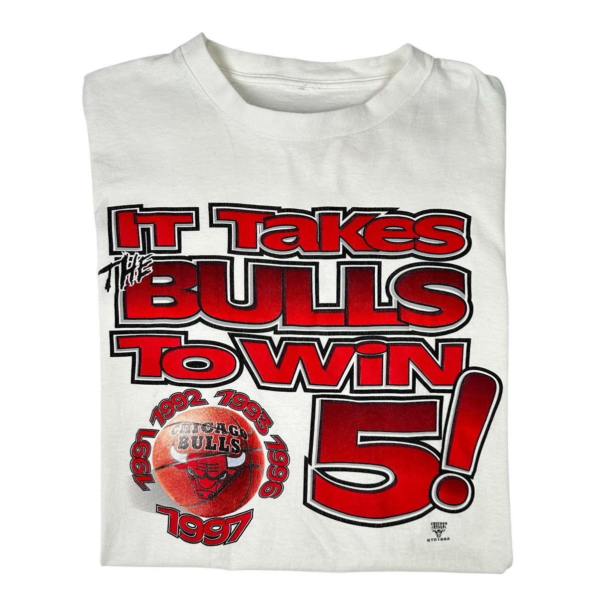 Starter Vintage Starter Chicago Bulls "It Takes Bulls to Win 5” Tee Size US XL / EU 56 / 4 - 1 Thumbnail