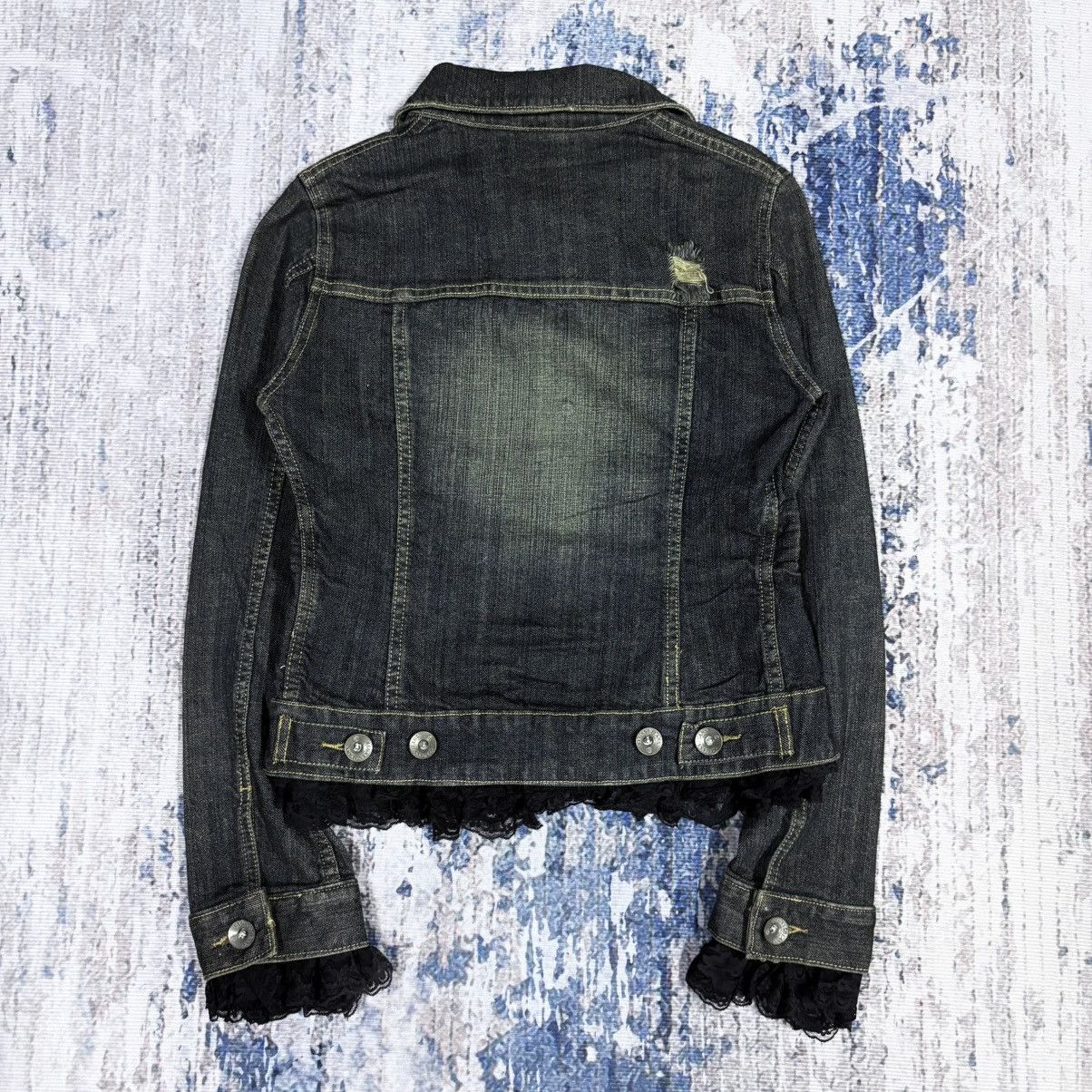 REGASS WOMEN TYPE 2 DENIM DISTRESSED FADED PUNK STYLE JACKET