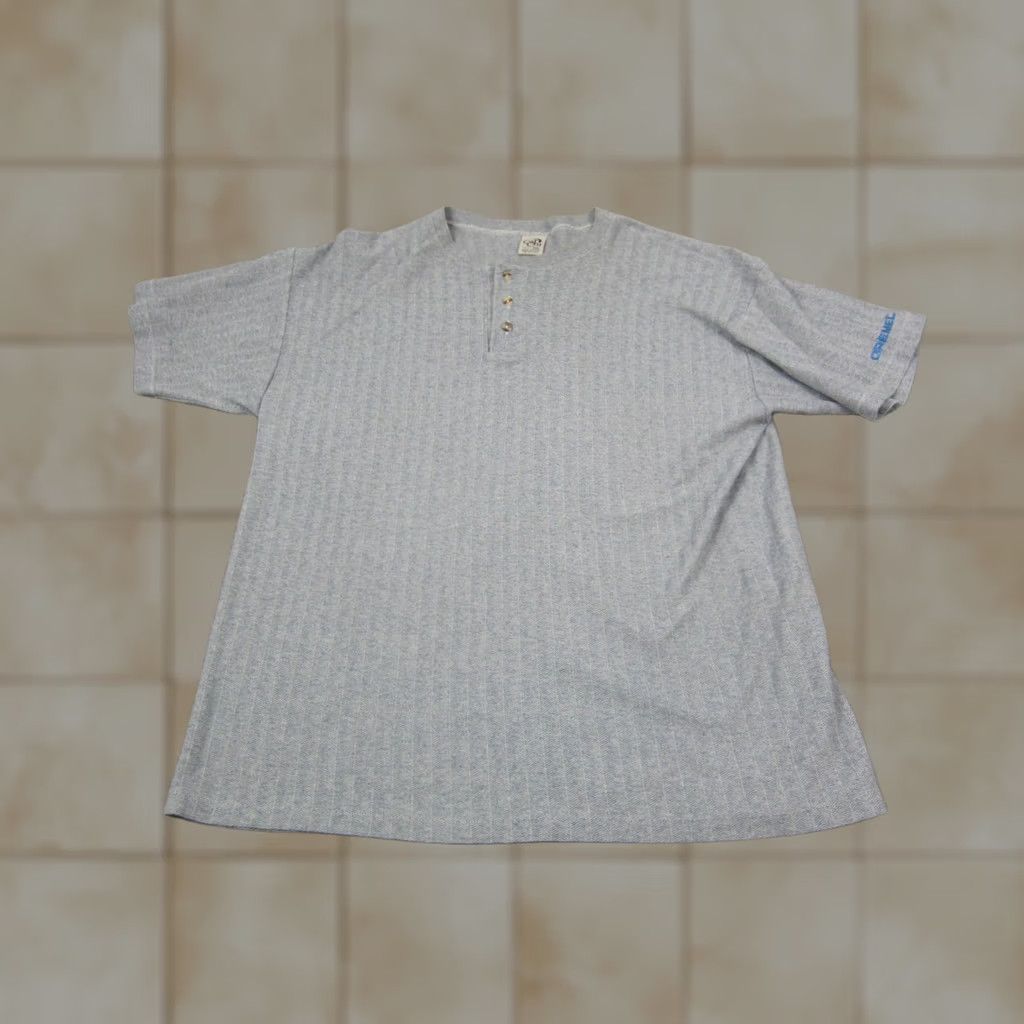 Vintage Vintage Cal Shirt Adult 2XL Blue Gray Henley Cotton Made in USA Ribbed 90s T Size US XXL / EU 58 / 5 - 1 Thumbnail