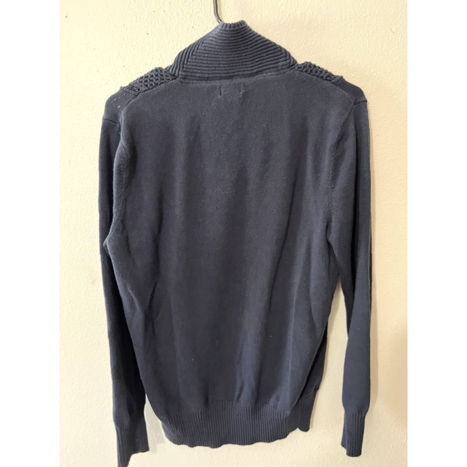 H&M H&M LOGG Knit Sweater Mens Medium Navy Blue Shawl Collar Preppy Size US M / EU 48-50 / 2 - 2 Thumbnail