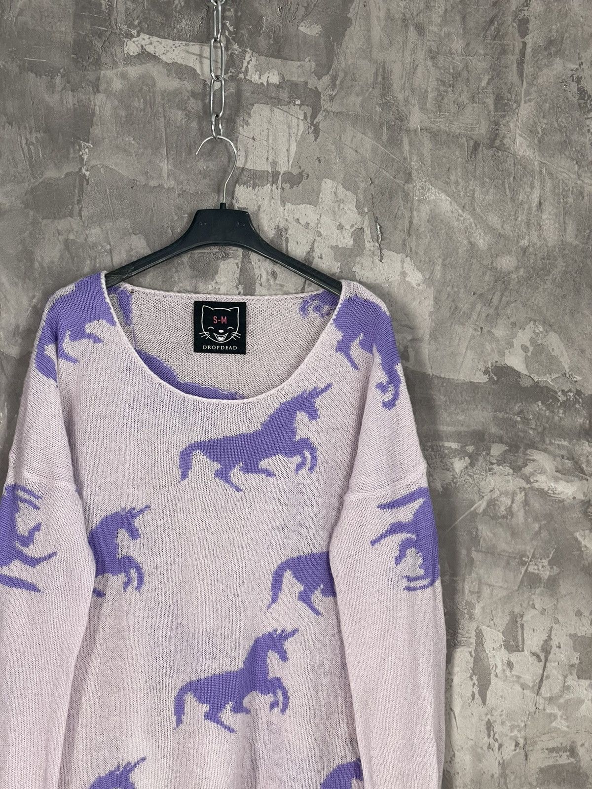 Drop Dead Clothing × Japanese Brand AVANT GARDE Y2K UNICORN PURPLE DROP DEAD KNIT SWEATER Size M / US 6-8 / IT 42-44 - 4 Thumbnail