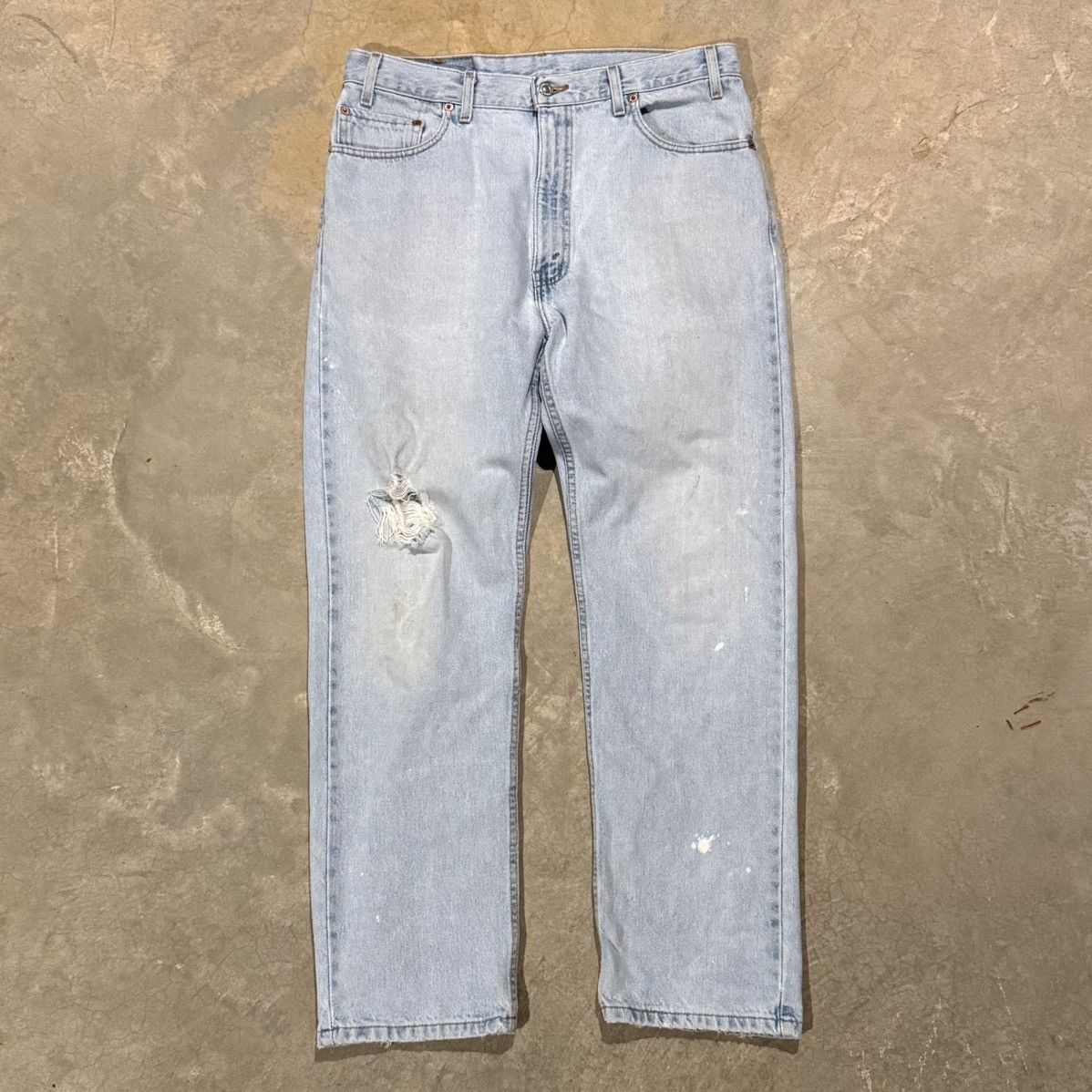 Levi's Vtg 1990s Levi’s 505 Faded Distressed Jeans USA Grunge ERD Size US 35 - 1 Thumbnail