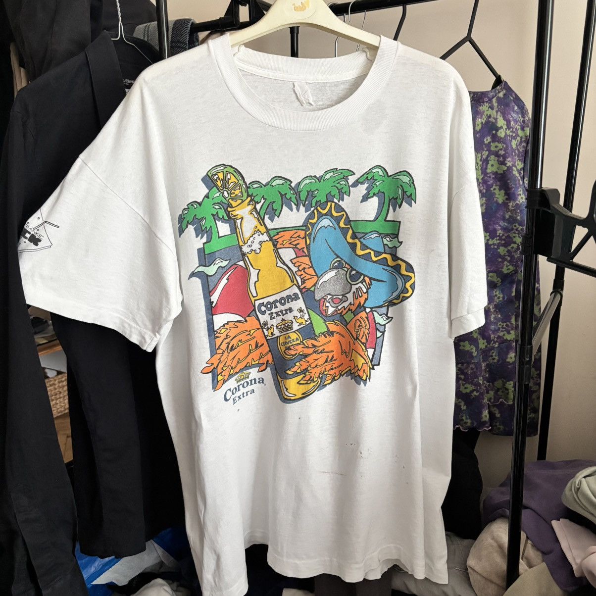 Vintage Vtg 80’s Corona Extra Parrot T-Shirt Beer Grunge ERD Punk Size US L / EU 52-54 / 3 - 1 Thumbnail
