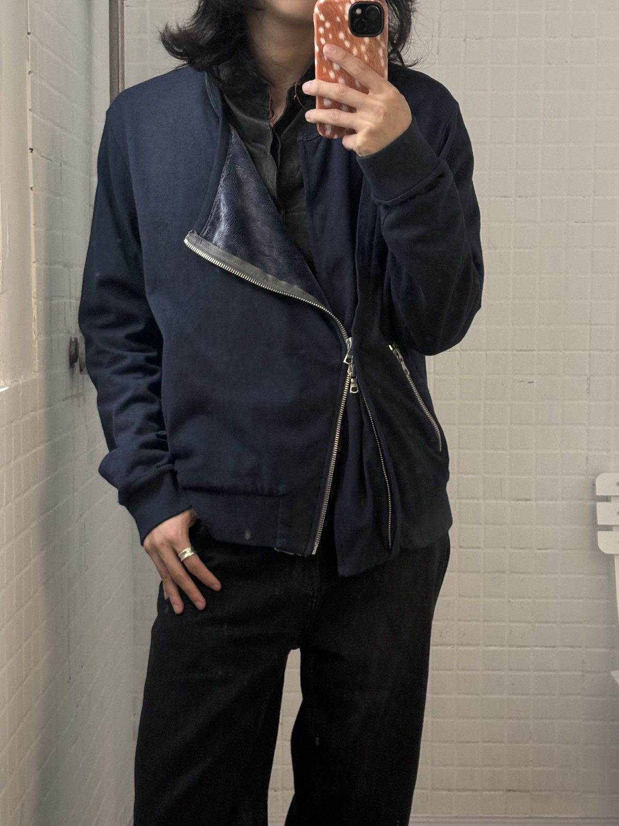 Dries Van Noten Dries Van Noten | Blue Velvet Asymmetric Zipper Jacket Size US M / EU 48-50 / 2 - 3 Thumbnail