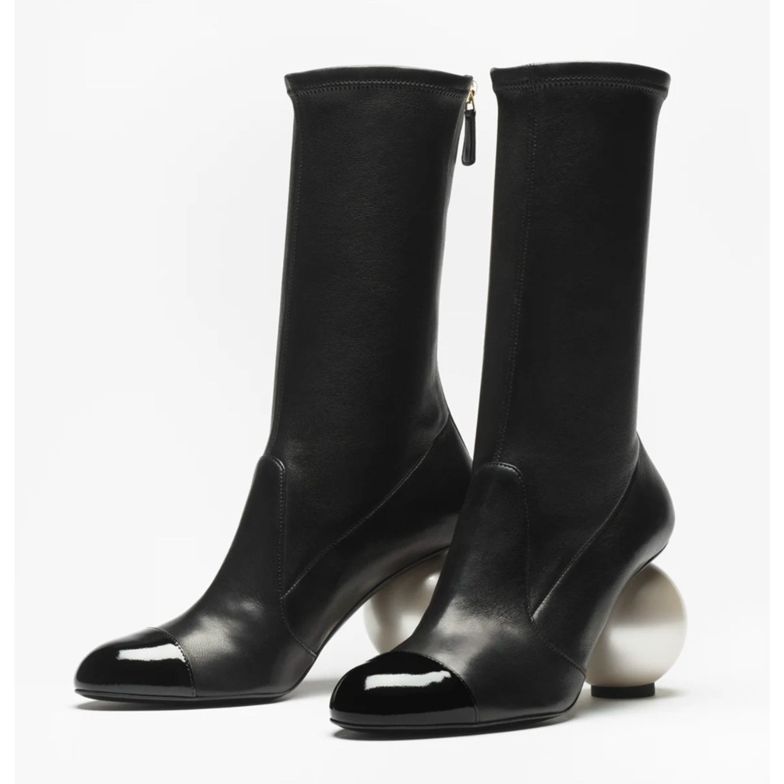 Chanel Ball Heel CC Logo Stretch Leather Mid Calf Boots 38 Size US 8 / IT 38 - 18 Thumbnail