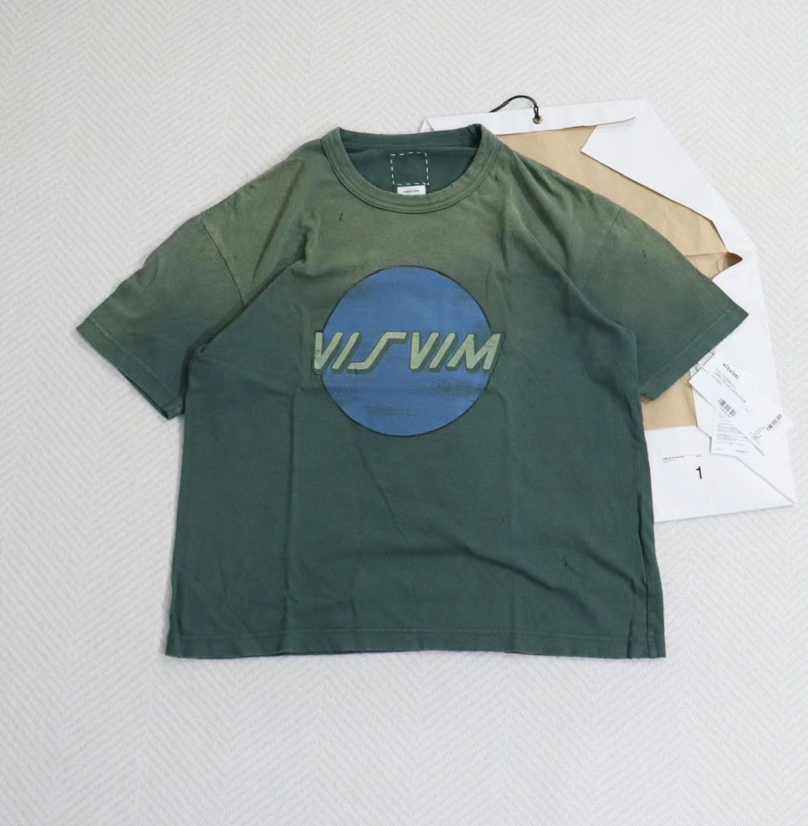 image of Visvim 22Aw Jumbo Tee Crash in Green, Men's (Size Small)