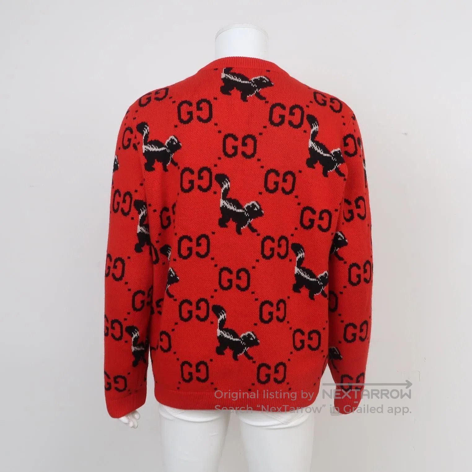 Gucci Gucci Red Wool Double G Skunk Print L Sweater. Size US L / EU 52-54 / 3 - 1 Thumbnail