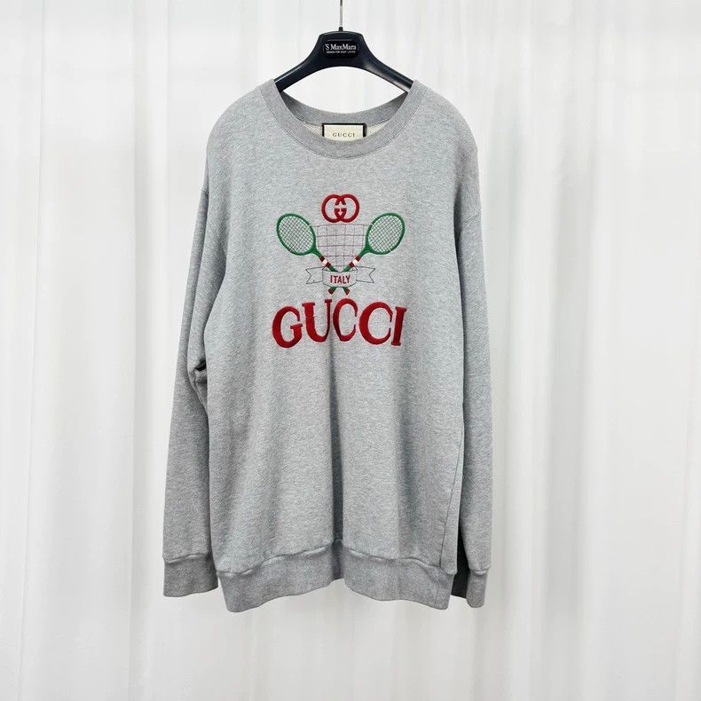 Gucci Embroidered tennis racket letter sweatshirt