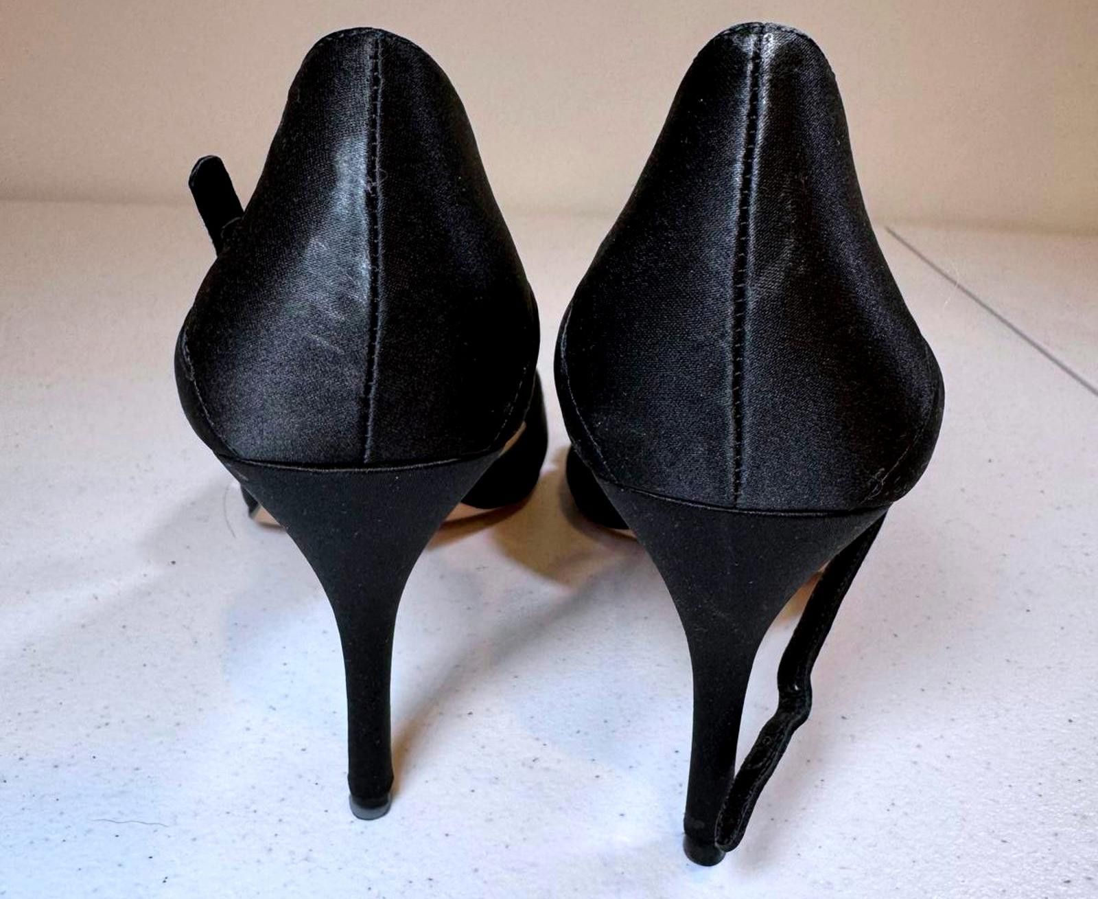 Designer Elegant Ann Taylor Loft Black Heels with Rhinestone Detail Size US 11 / IT 41 - 3 Thumbnail