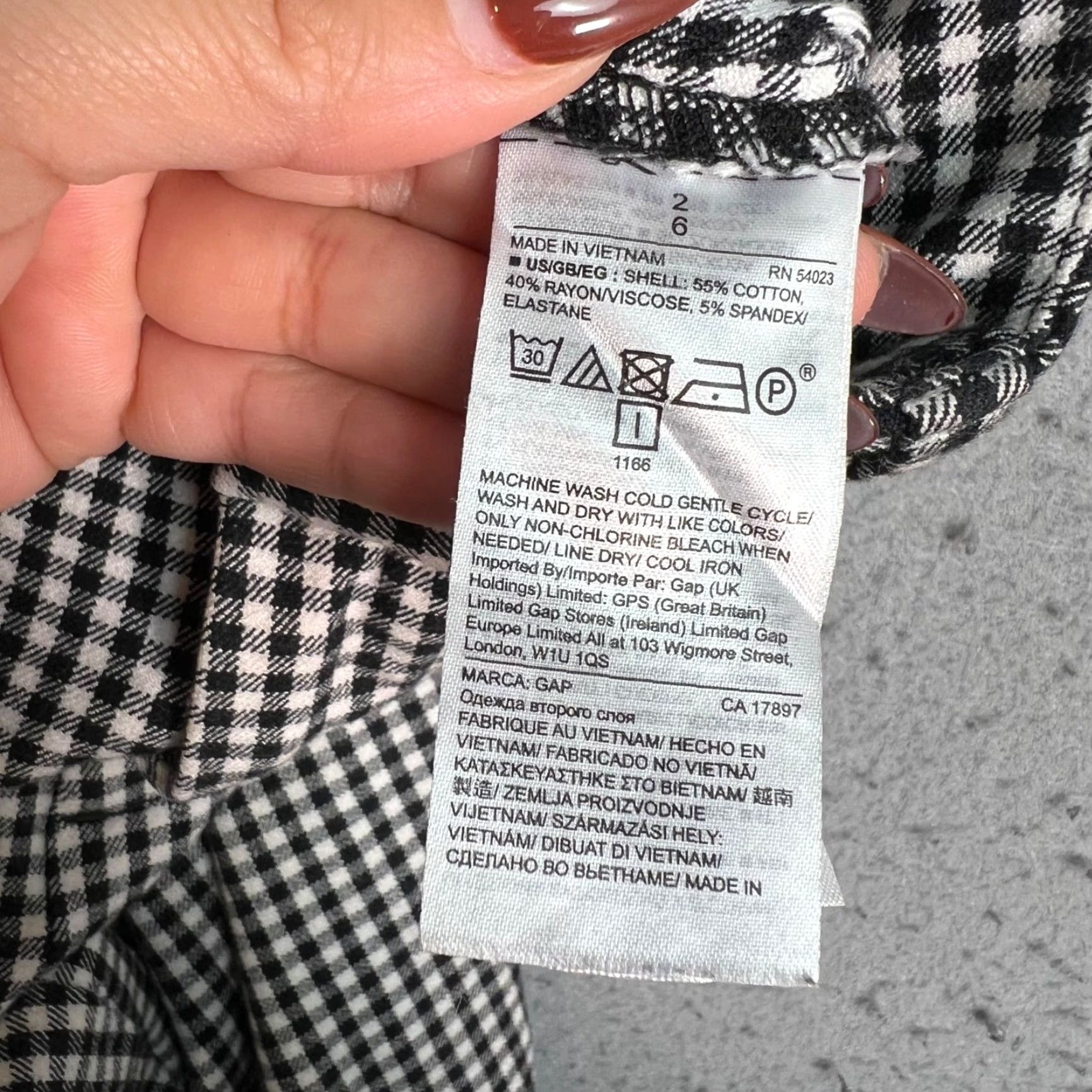 Gap Gap Pants Womens 2 Black Gingham Skinny Ankle Cotton Blend Size 26" / US 2 / IT 38 - 5 Thumbnail