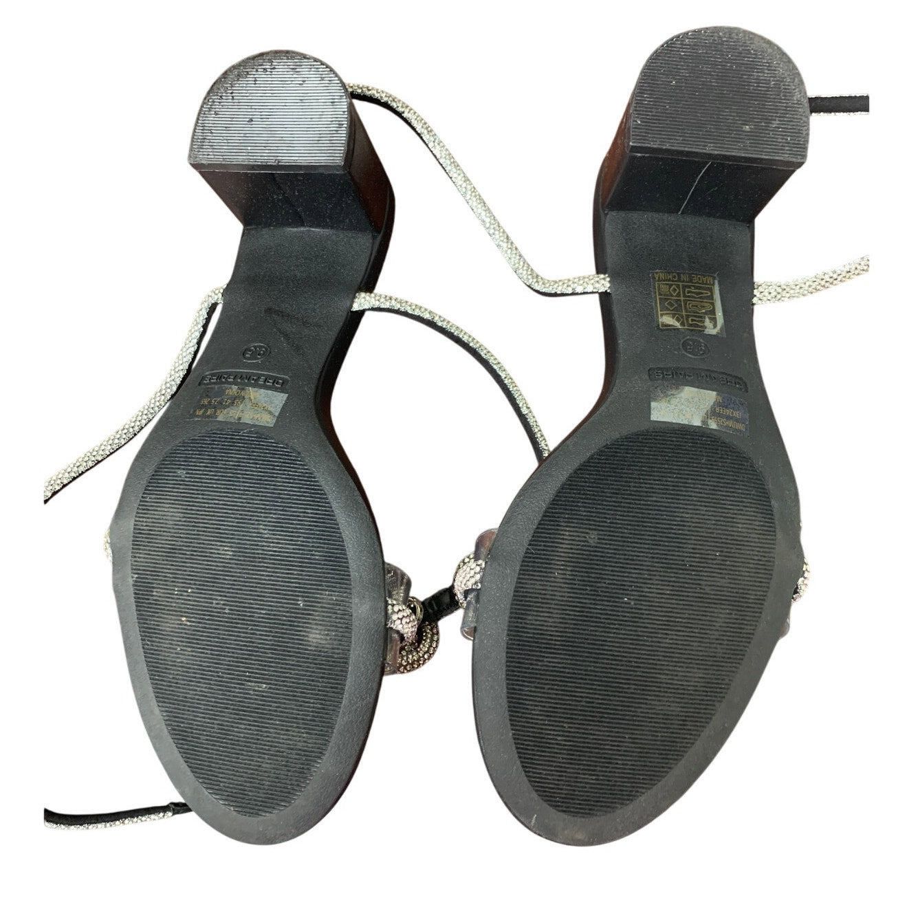 Other Dream Pairs Womens 9.5 Black Open Toe Clear Strap Bow 2.5" B Size US 9.5 / IT 39.5 - 7 Thumbnail