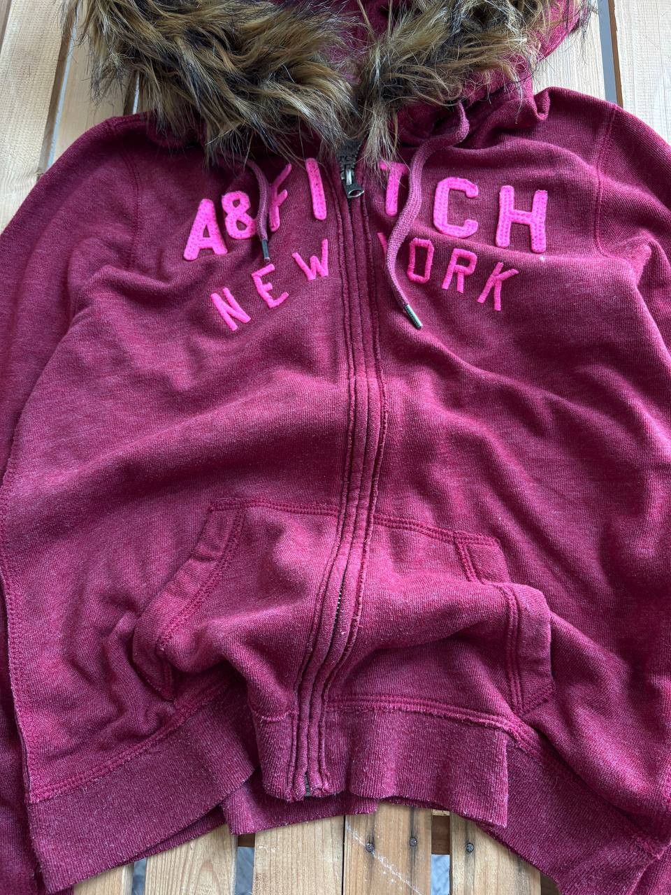 Abercrombie & Fitch Y2K Abercrombie FUR Fuzzy Vintage Distressed Hoodie Bomber Size US S / EU 44-46 / 1 - 7 Thumbnail