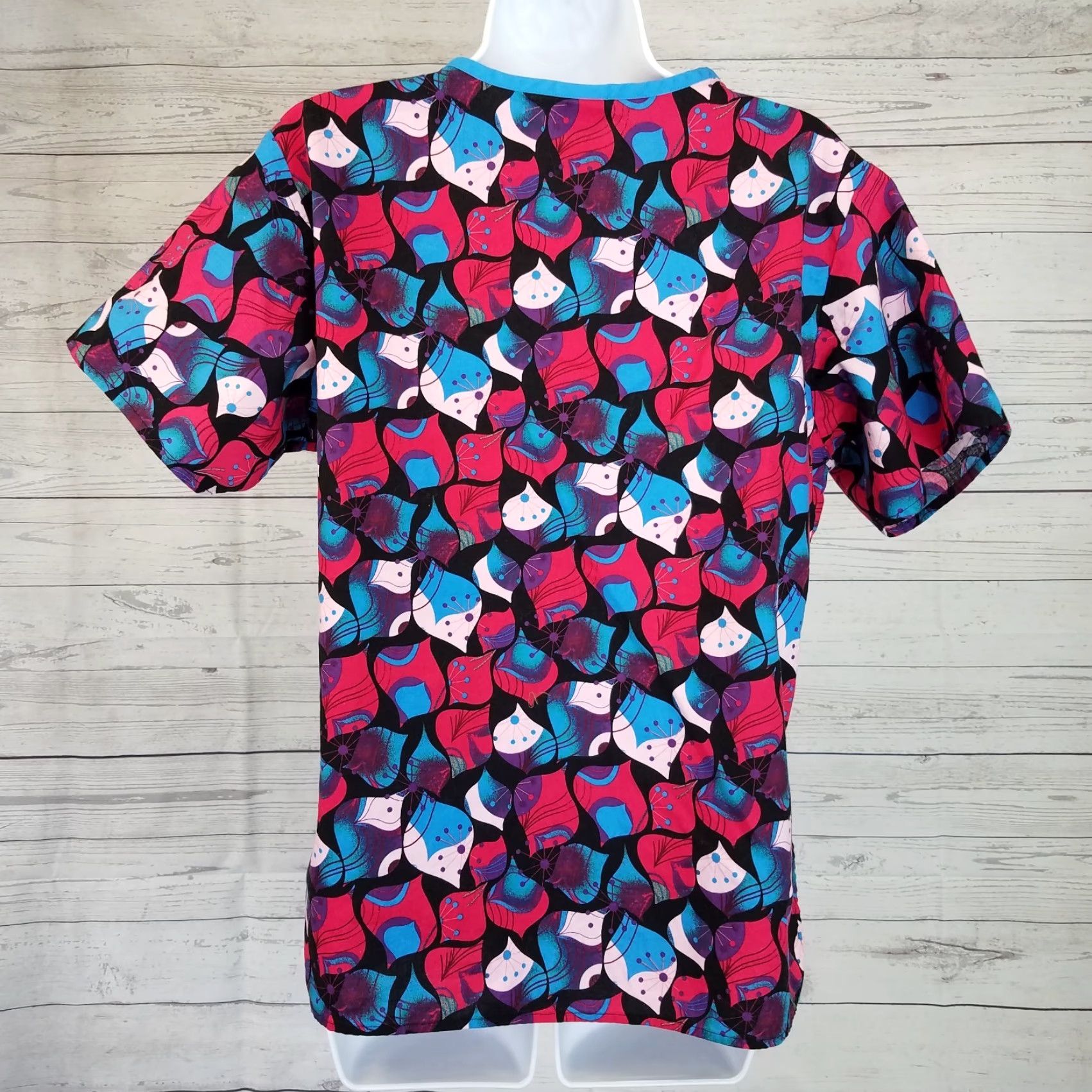 Dickies Dickies Womens Scrub Top Sz M Blue Black Short Sleeve Cotton Blend Size M / US 6-8 / IT 42-44 - 3 Thumbnail