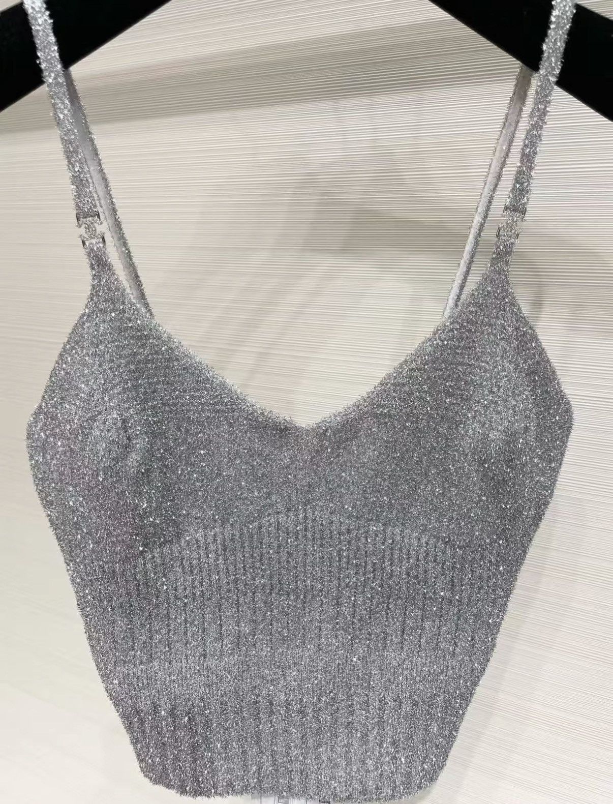 Chanel Chanel F34 Silver Knit Logo Camisole Top J33 Size XS / US 0-2 / IT 36-38 - 3 Thumbnail