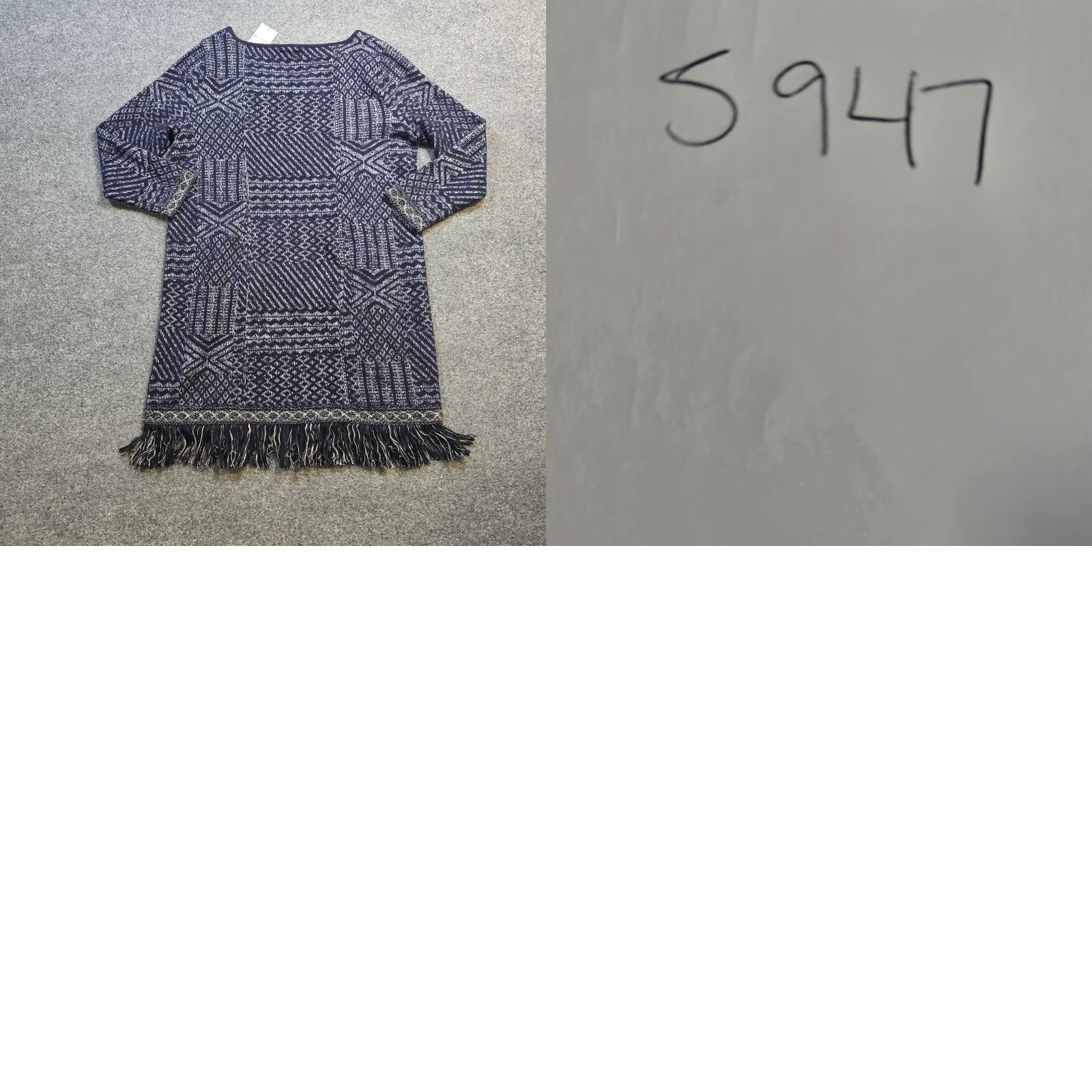 Lucky Brand Lucky Brand Dress Womens XL Blue Knit Fringe Western Skein Sweater Midweight Geometric Num Era? Size XL / US 12-14 / IT 48-50 - 8 Thumbnail