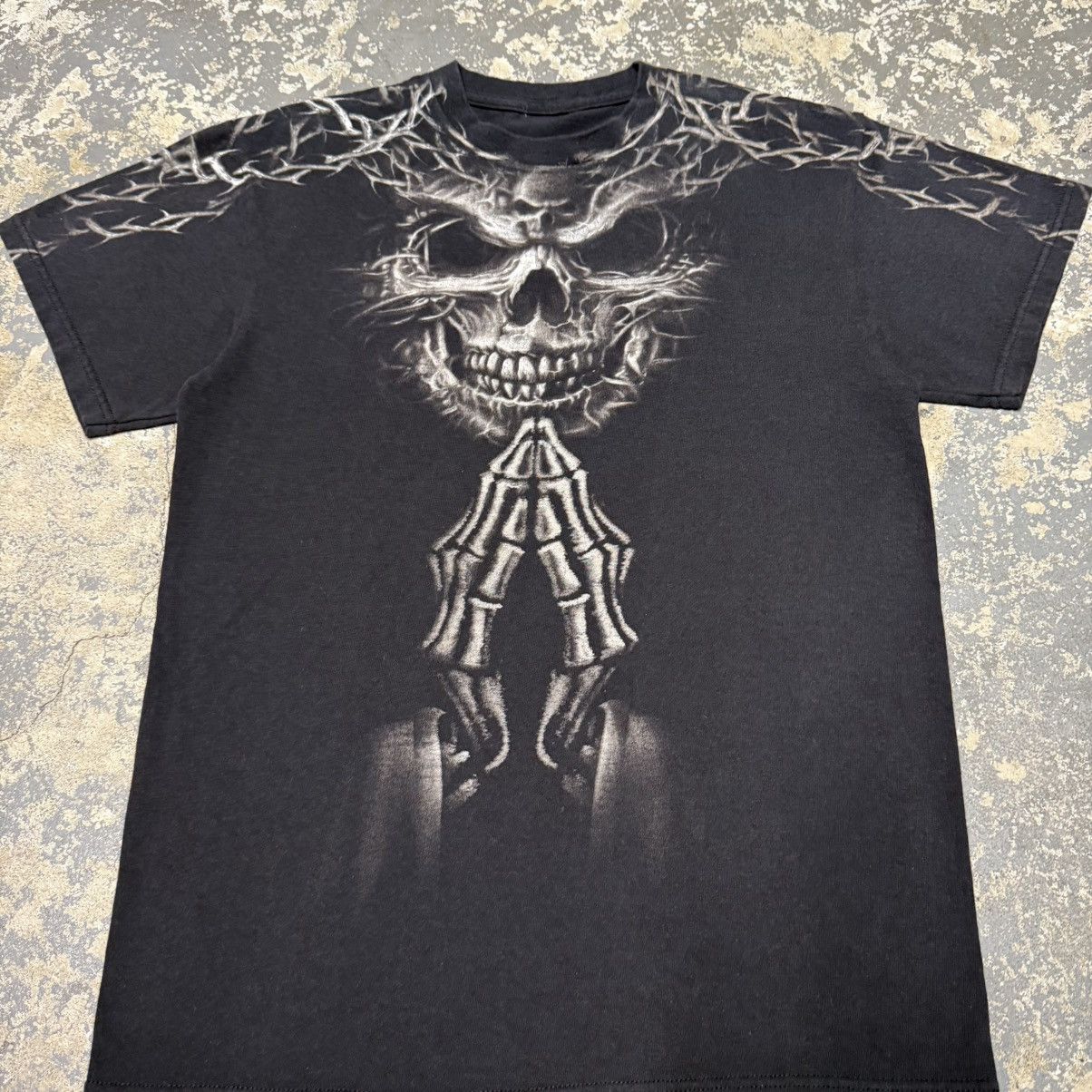 Affliction Vintage Skull Skeleton Praying Black Y2K Grunt Grunge Tshirt Size US M / EU 48-50 / 2 - 3 Thumbnail