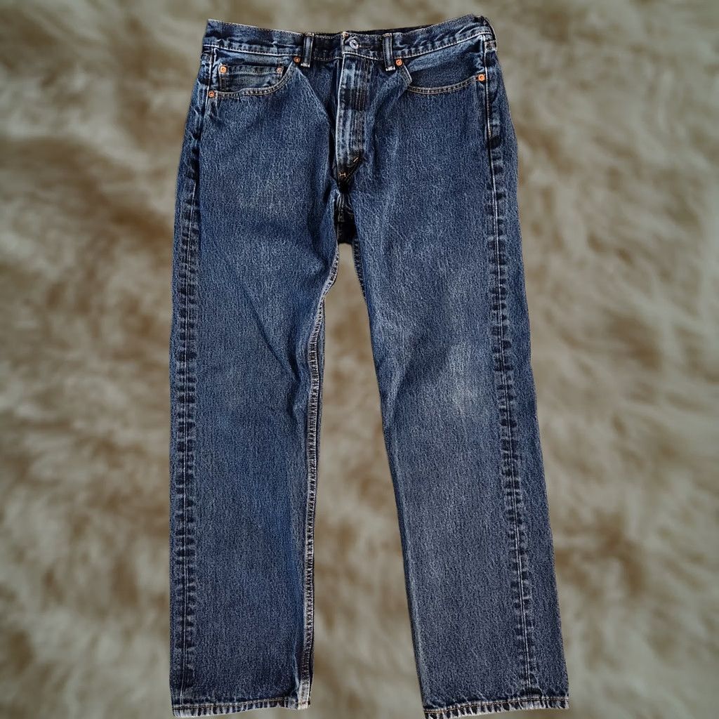 Levi's Levi's 505 Jeans Mens 36X32 Blue Regular Straight Medium Wash Denim Size US 36 / EU 52 - 1 Thumbnail