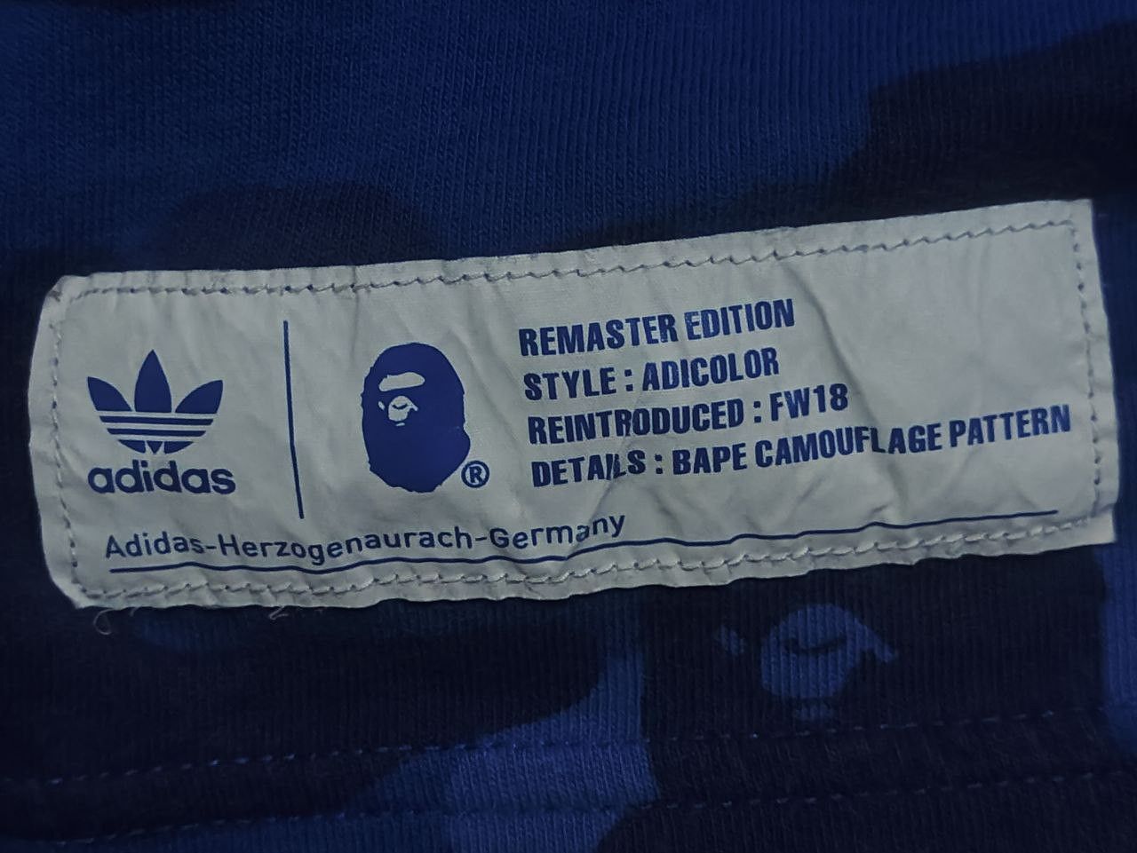 Adidas × Bape Adidas x Bape Blue Color Camoflage Short Sleeve T-Shirt Size US L / EU 52-54 / 3 - 4 Thumbnail