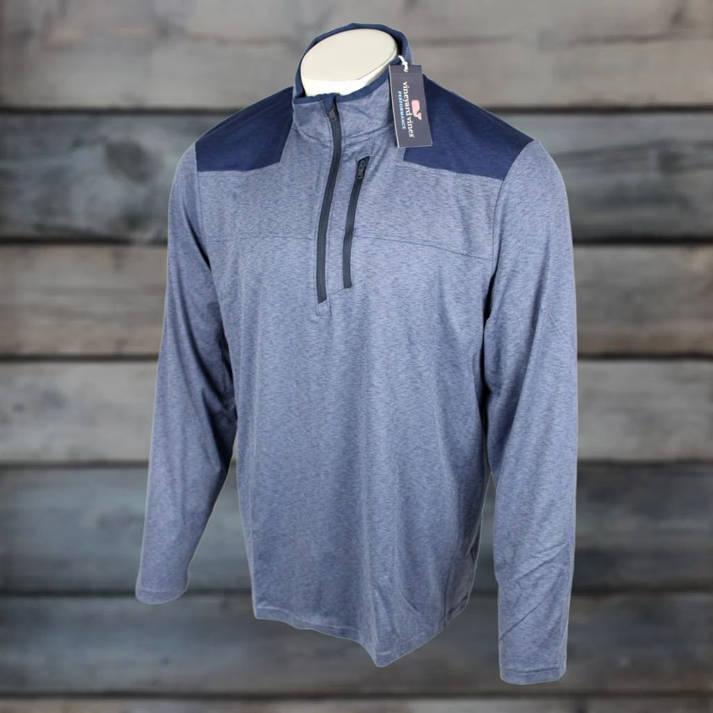 Vineyard Vines VINTAGE Vineyard Vines Men's On The Go Shep Shirt Zip Pullover XL Oxbow Blue Size US XL / EU 56 / 4 - 1 Thumbnail