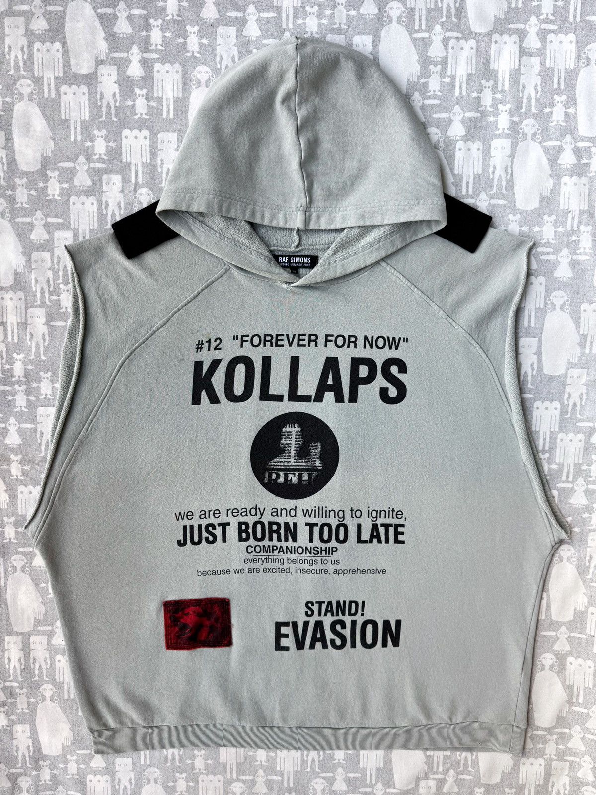 RAF SIMONS KOLLAPS フーディ サイズ2 SS02 Raf Simons 'Terror' Kollaps Graphic Oversized Hoodie