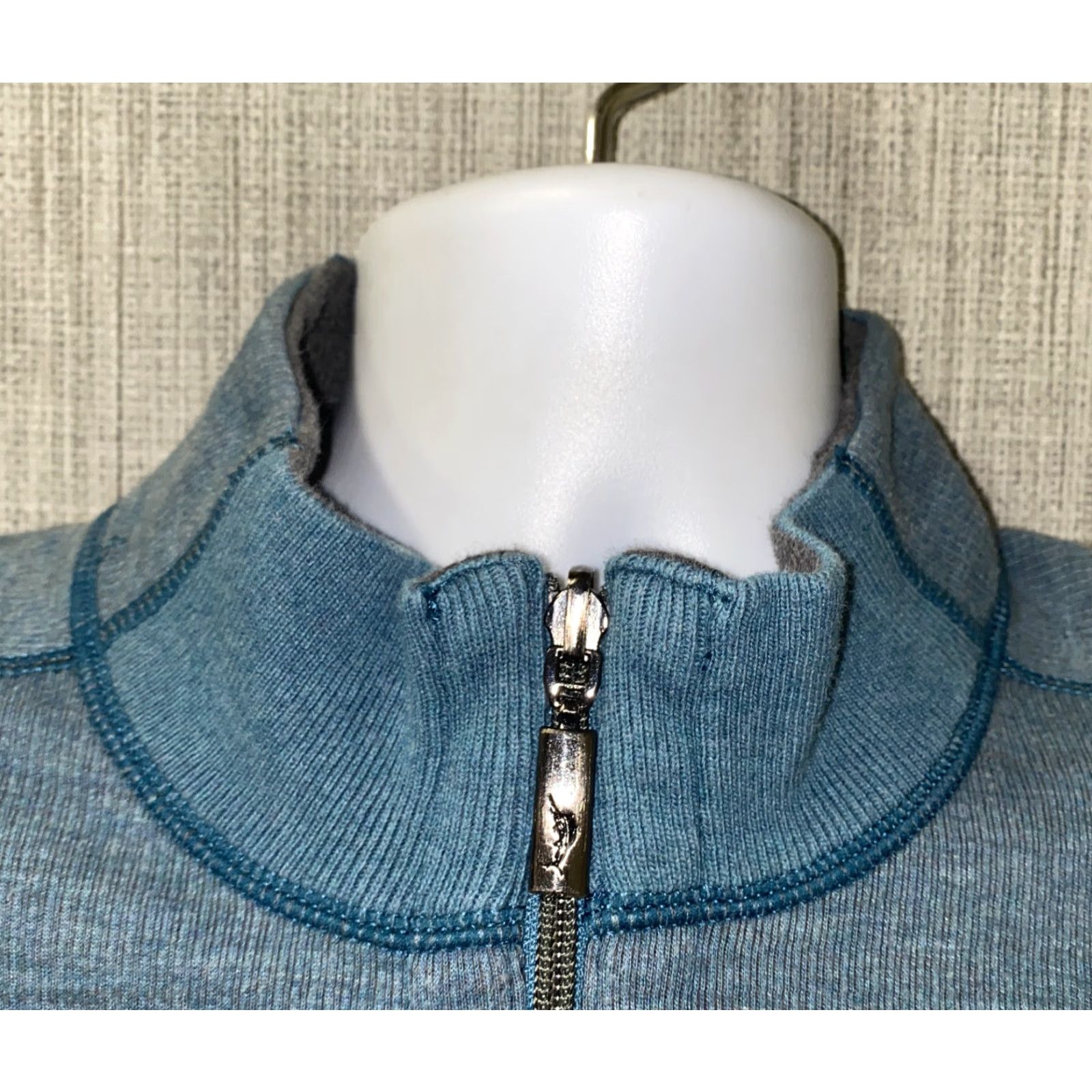Tommy Bahama Tommy Bahama Mens Blue 1/2 Zip Pullover Reversible Sweater Jacket L Pullover Mens Blue 24 In Armpit Cotton/Tencel Size US L / EU 52-54 / 3 - 3 Thumbnail