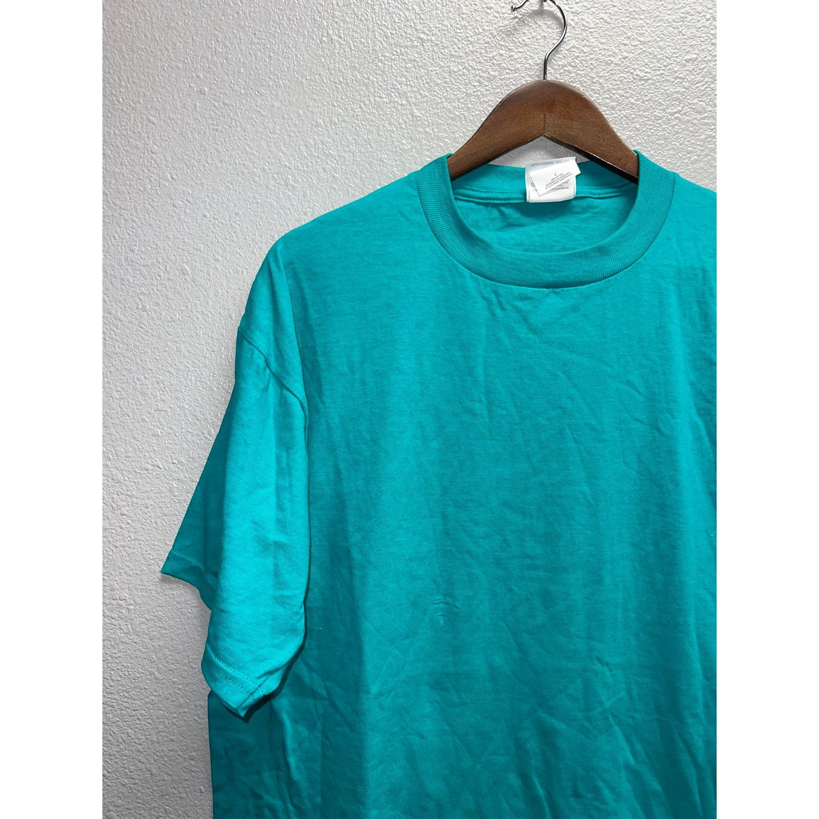 Jerzees Vintage Teal Blank Shirt Jerzees Heavyweight Cotton Tee 90s Size US L / EU 52-54 / 3 - 3 Thumbnail