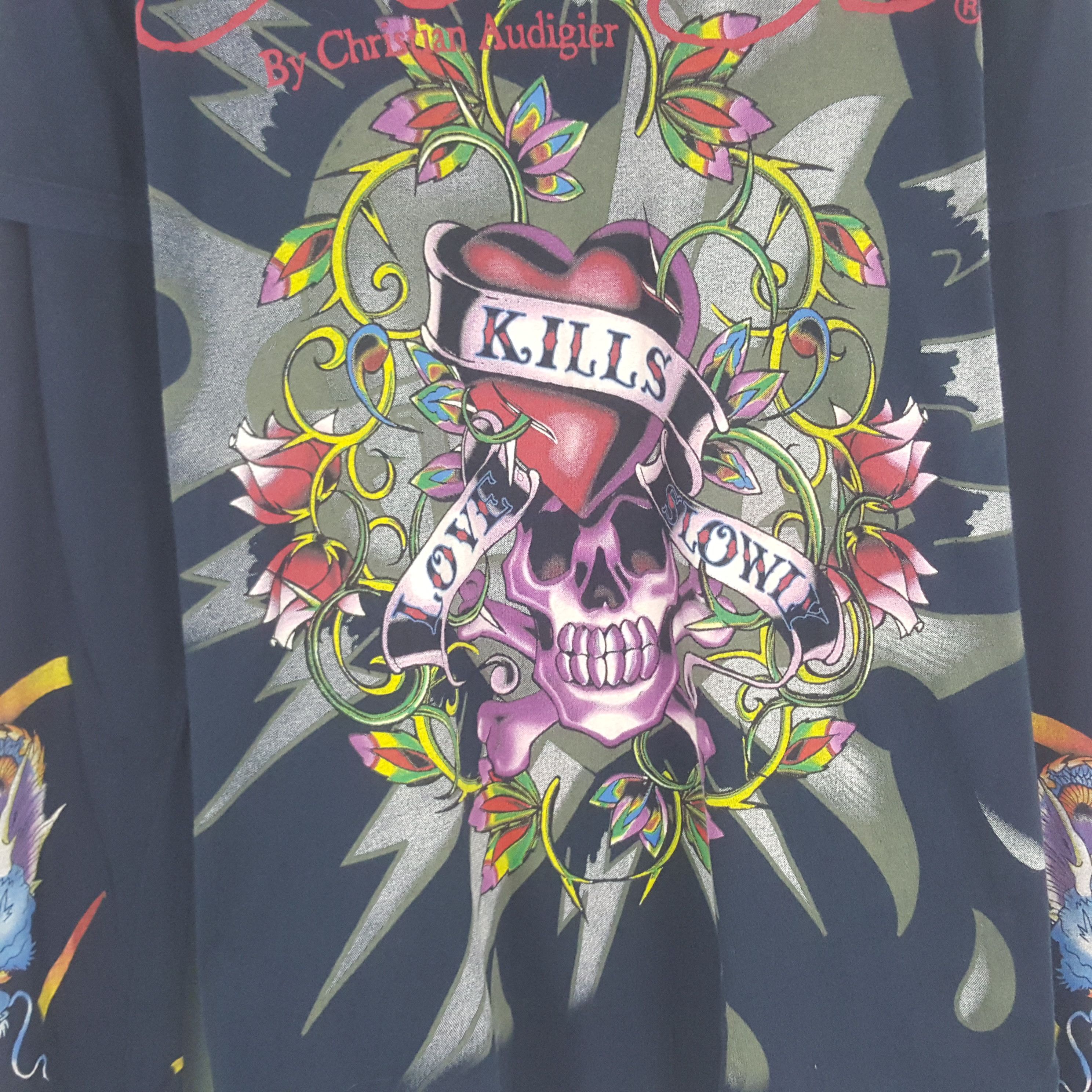 Designer × Ed Hardy × Vintage Vintage Ed Hardy Overprinted Rare Tshirt Size US L / EU 52-54 / 3 - 3 Thumbnail