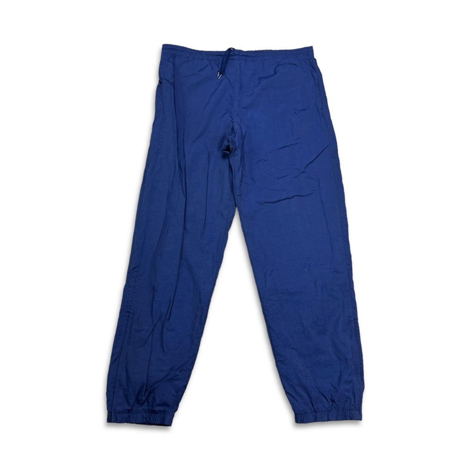 Nike × Vintage Vintage 90s Nike Track Pants M Blue Swoosh Nylon Joggers Size US 37 - 1 Thumbnail