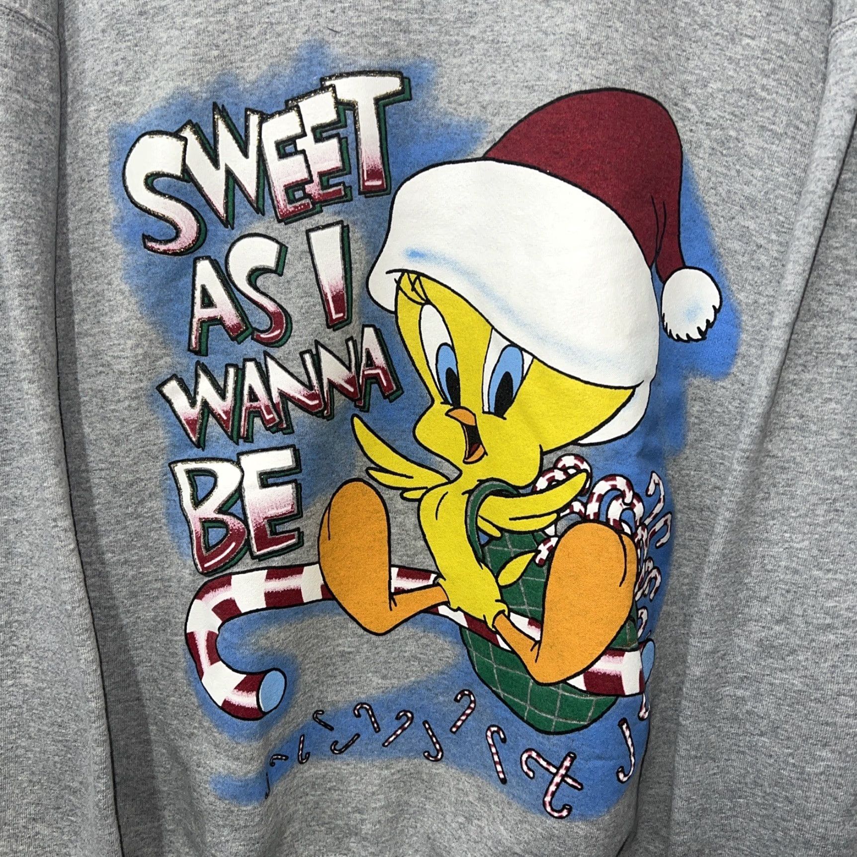 Vintage VTG Looney Toons Gray Pullover Sweatshirt Mens L Tweety Bird Shirt Size US L / EU 52-54 / 3 - 2 Thumbnail