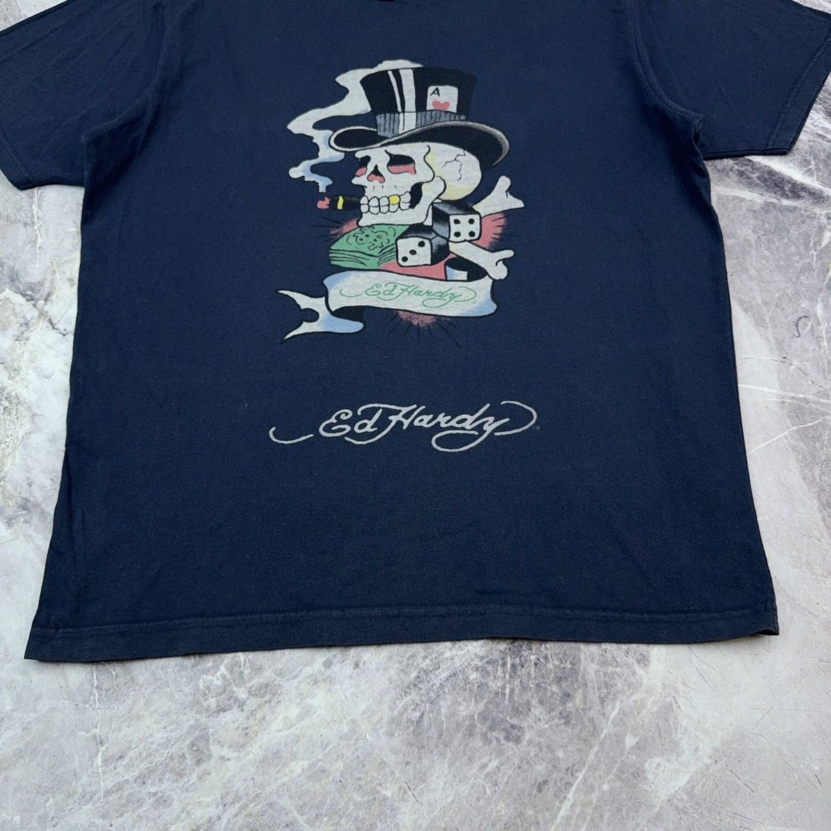 Christian Audigier × Ed Hardy Vintage Ed Hardy Christian Audigier T shirt Skeleton Dice Y2 Size US M / EU 48-50 / 2 - 7 Thumbnail