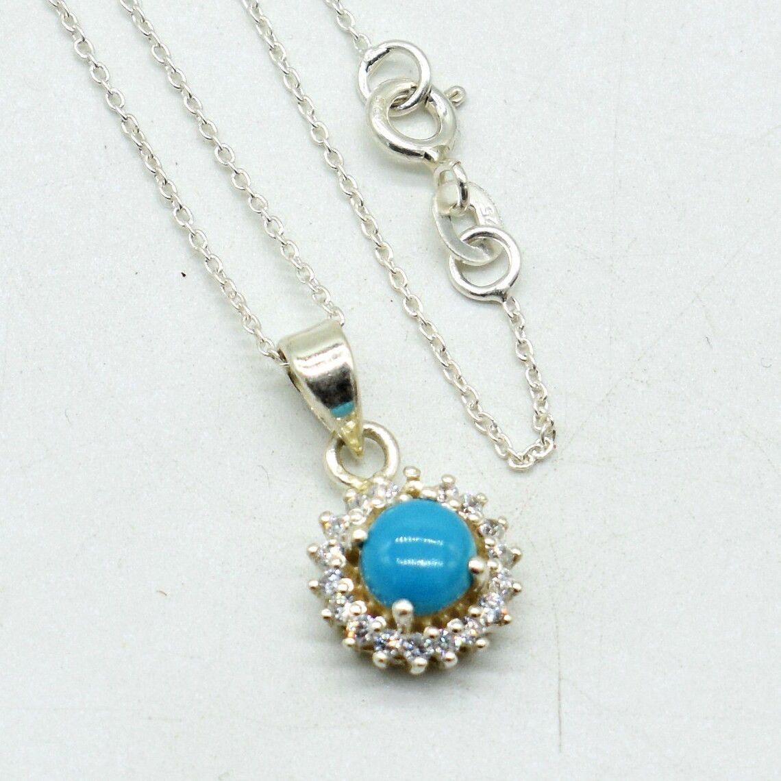 Handmade Arizona Turquoise 925 Silver Necklace, Birthstone Jewelry Size ONE SIZE - 2 Thumbnail