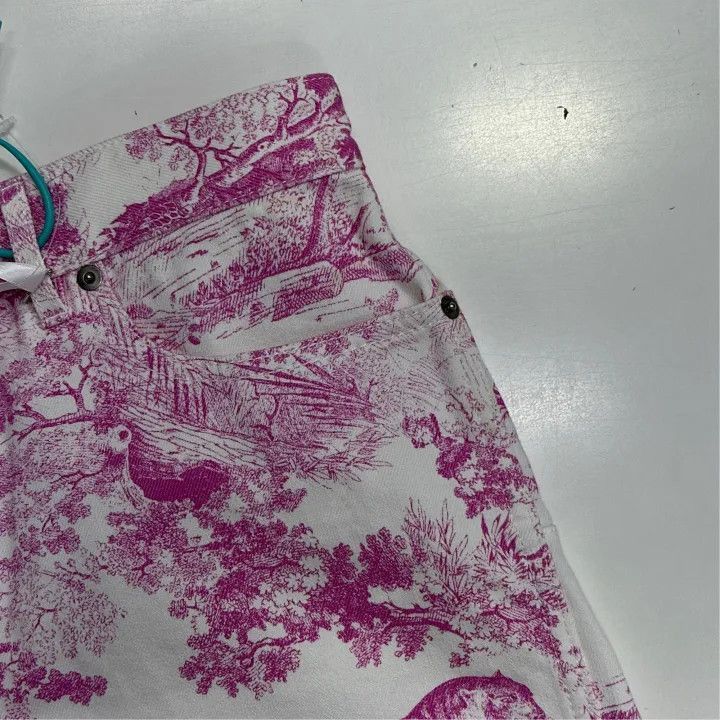 Dior Dior Pink Animal Print Denim Shorts for Women 0079-2507 Size 39" - 6 Thumbnail