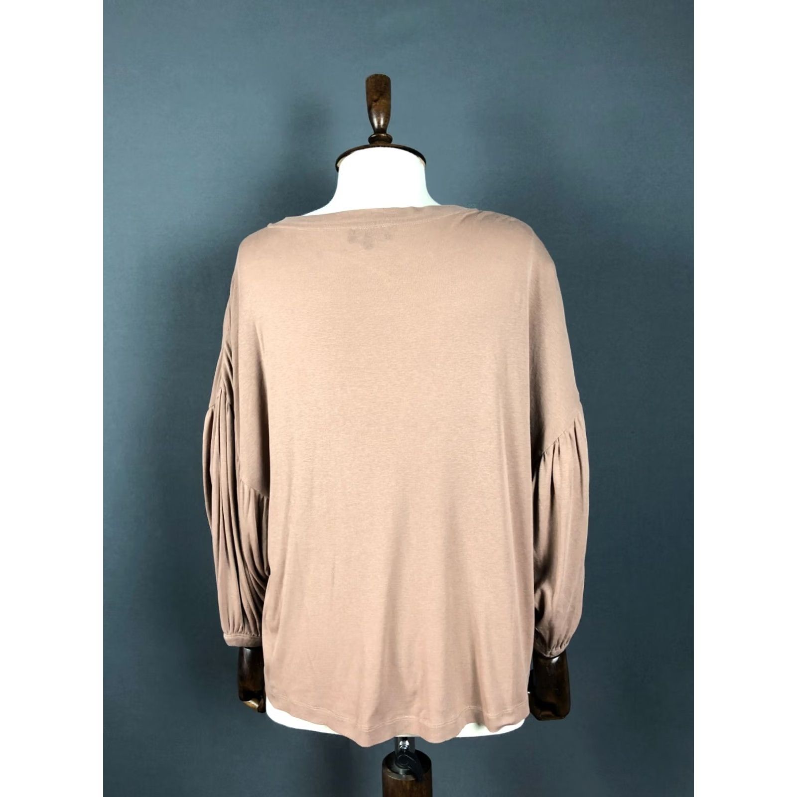 ME+EM ME+EM Blouse Shirt Womens Size S Cotton Brown Bell Sleeve Round Neck 3/4 Sleeve Regular Fit Classic Pattern Size S / US 4 / IT 40 - 3 Thumbnail