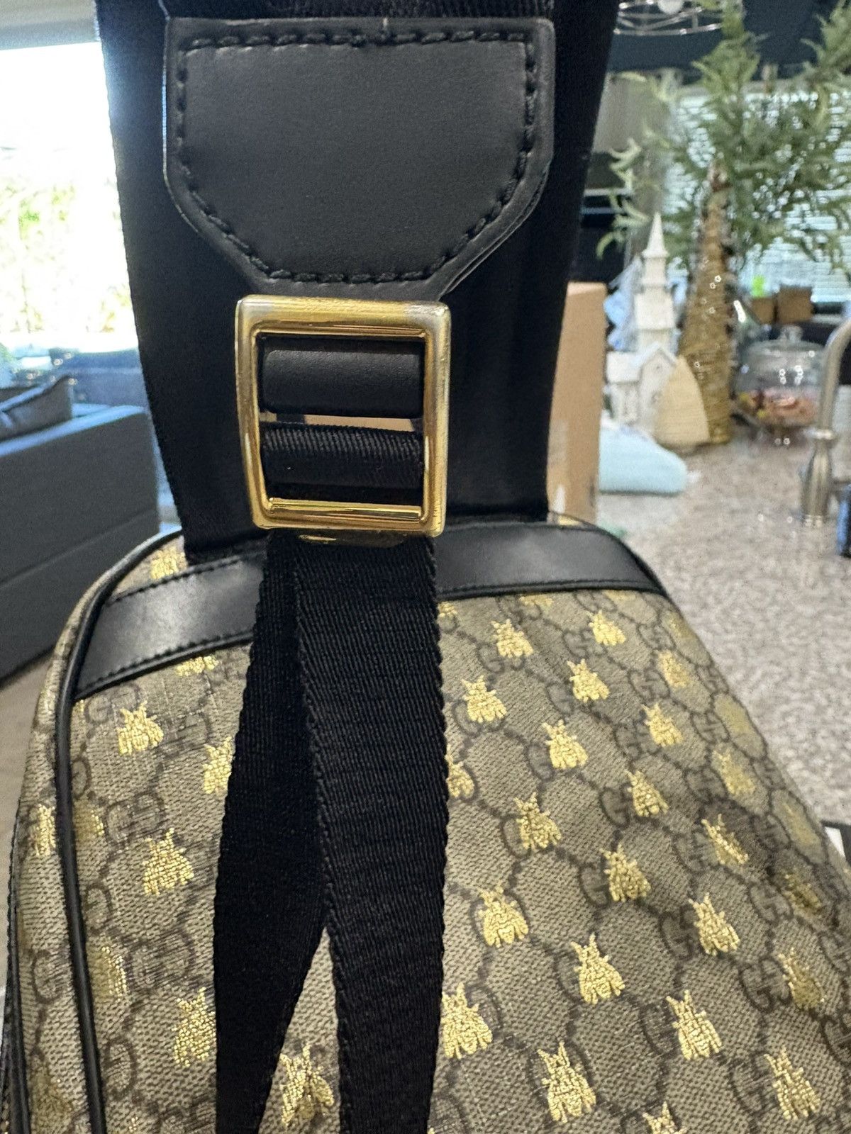Gucci Black GG Supreme Canvas Bee Backpack Size ONE SIZE - 3 Thumbnail