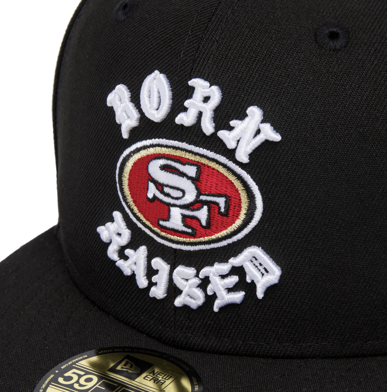 7) BORN X RAISED + 49ERS FITTED ROCKER HAT: BLACK