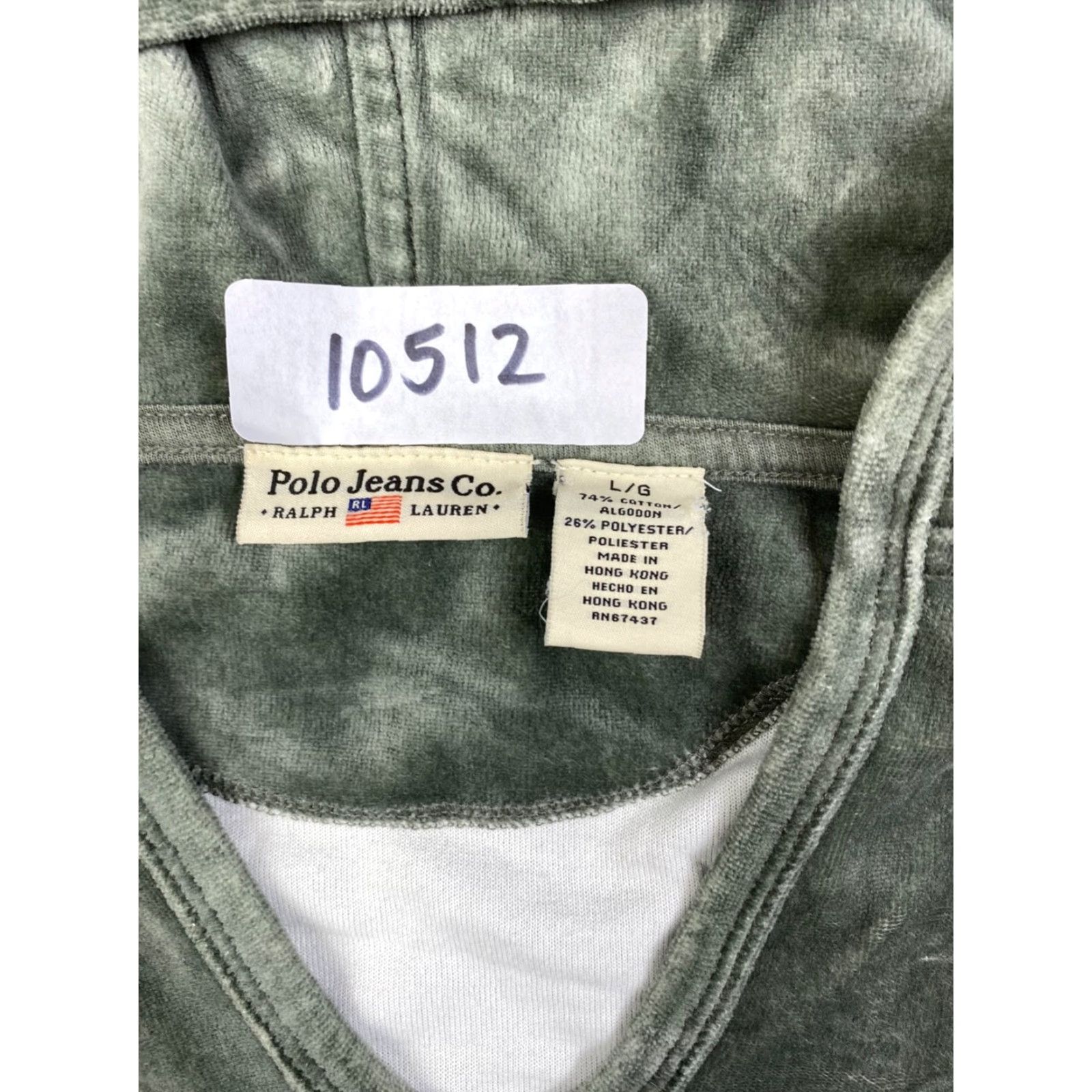 Ralph Lauren VINTAGE Polo Ralph Lauren Velour Hoodie Womens L V Neck Green Pullover 10512 Size L / US 10 / IT 46 - 3 Thumbnail