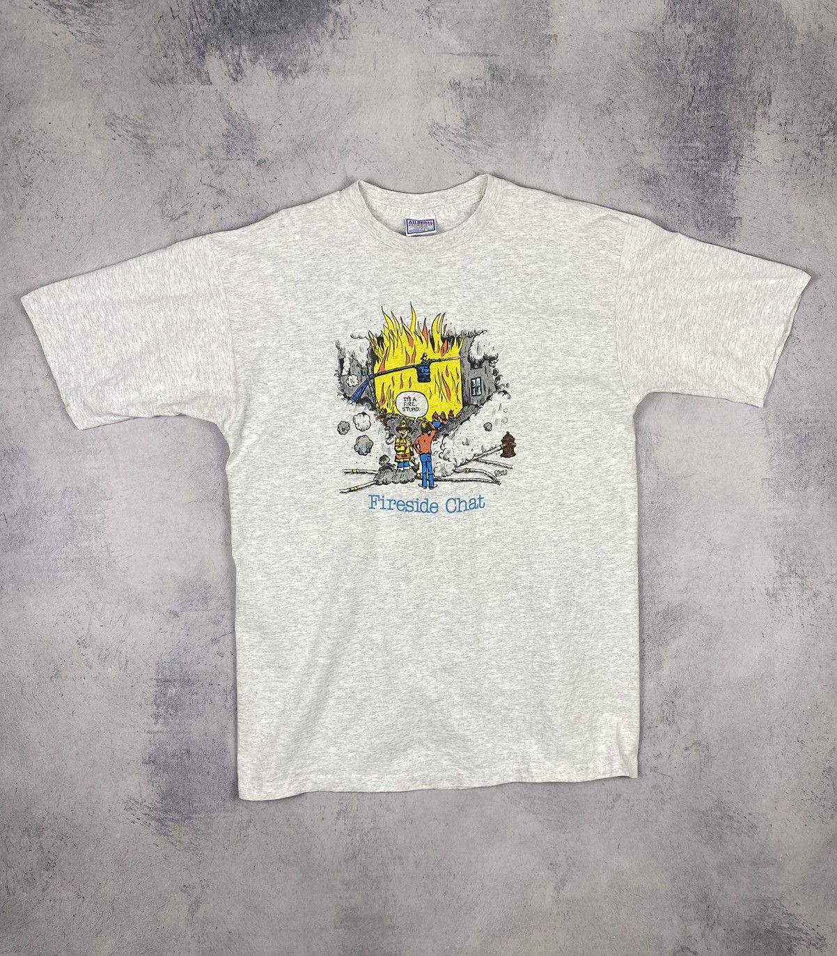 Vintage Vintage 90s Fireside Chat Humor Tee Made In USA Size US XL / EU 56 / 4 - 2 Thumbnail