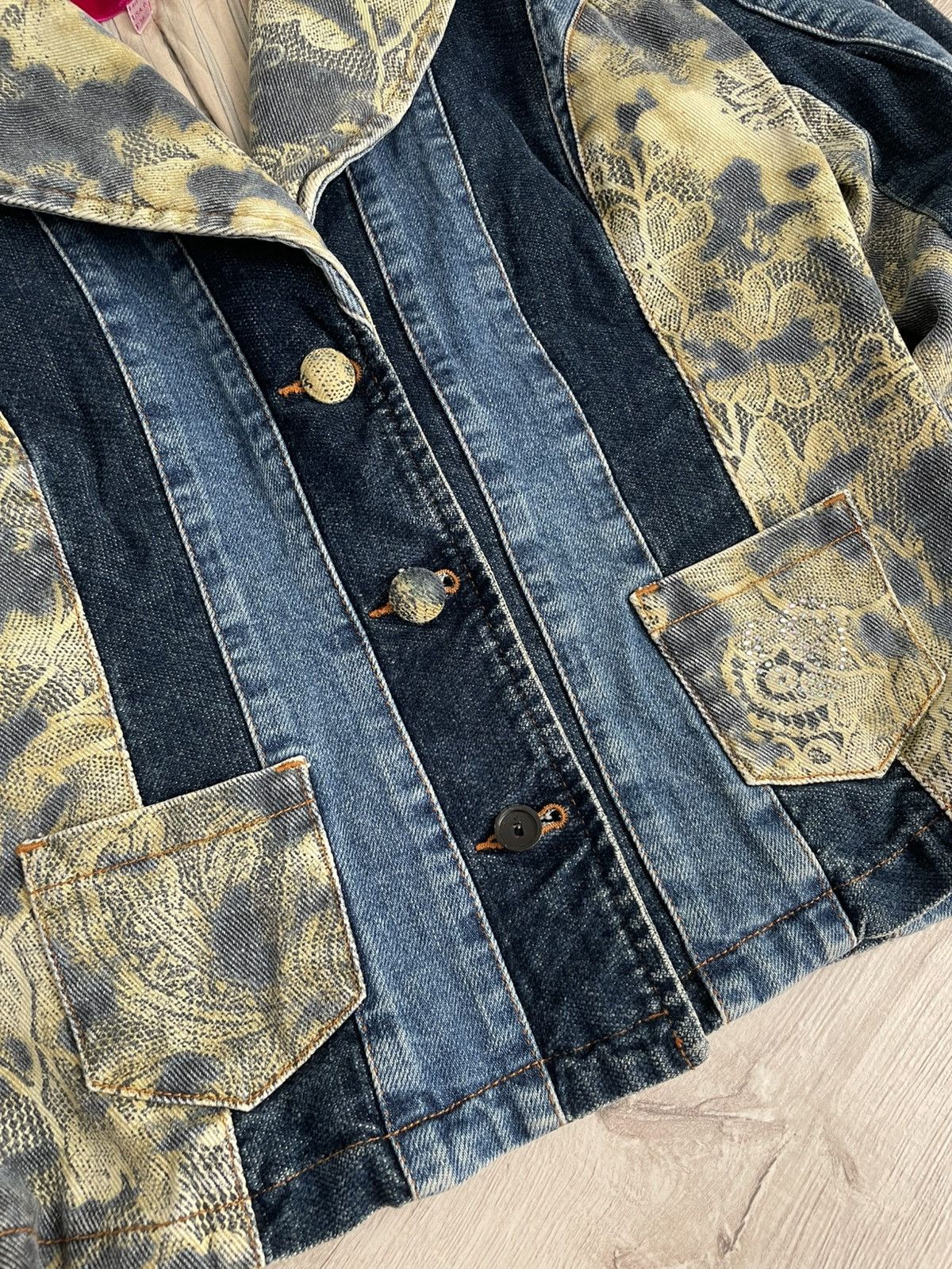 Designer × Voyage Crazy Cyber Y2k Denim Jacket Voyage Passion Faux Fur Blazer Size M / US 6-8 / IT 42-44 - 7 Thumbnail