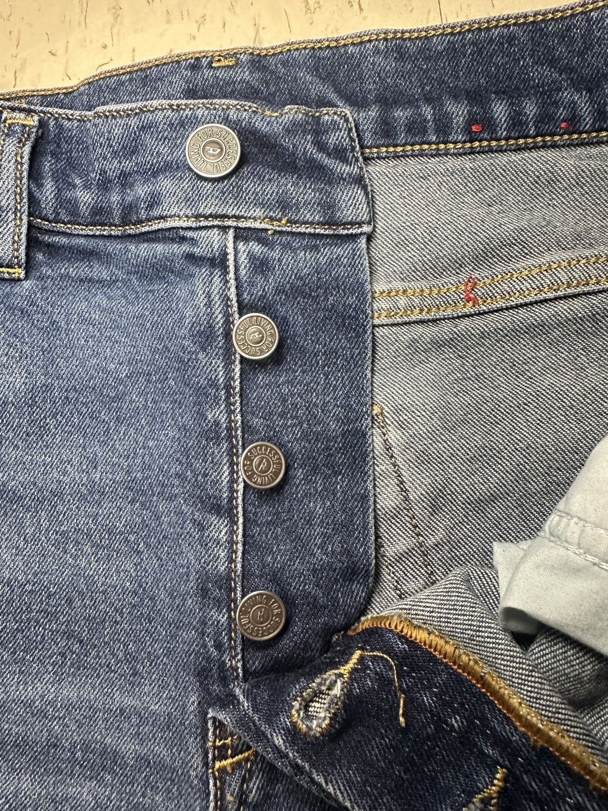 Diesel Skinny Blue Denim Jeans Button Logo Pockets Men