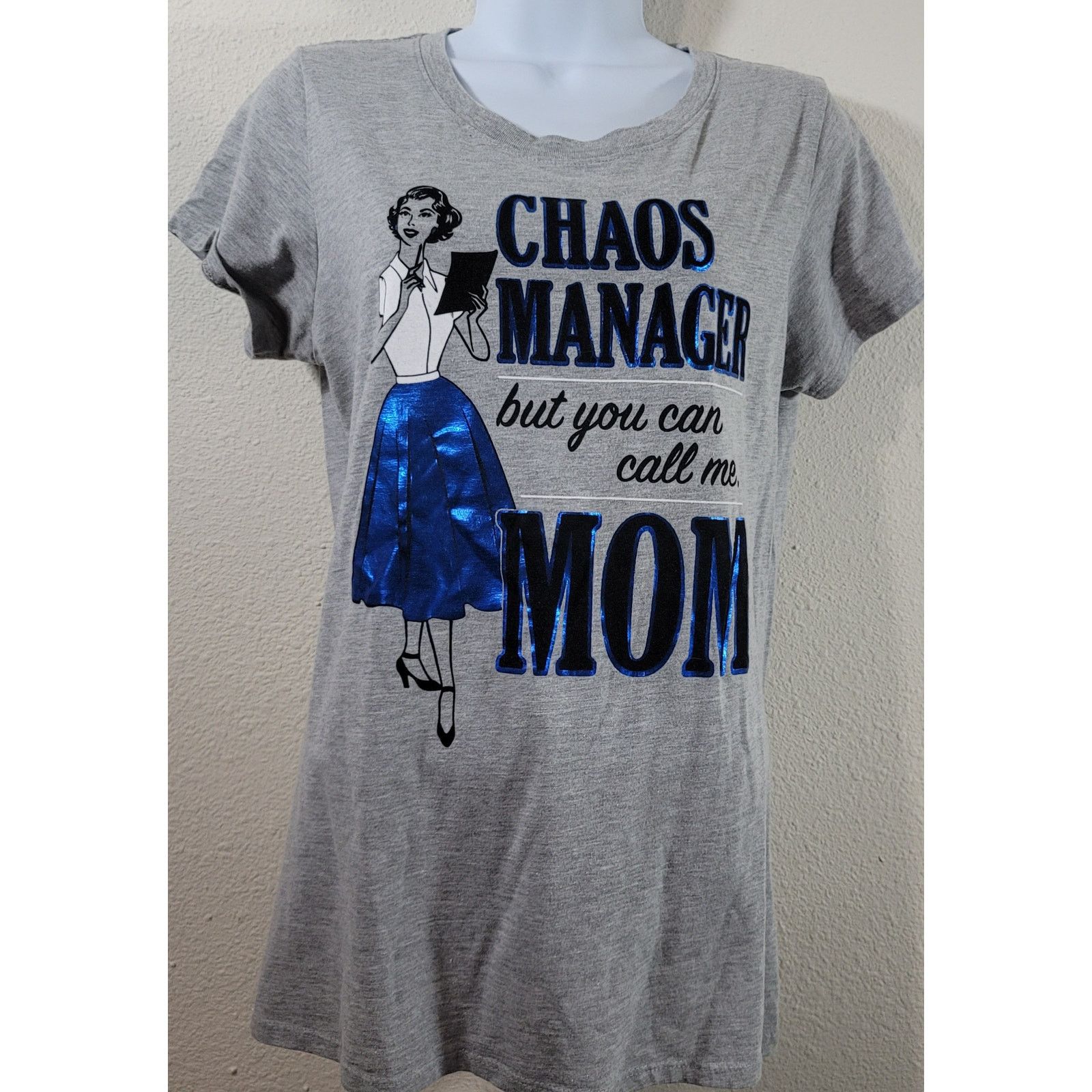 Other Gray Black Blue Chaos Manager Just Call Me Mom Top L Size L / US 10 / IT 46 - 1 Thumbnail