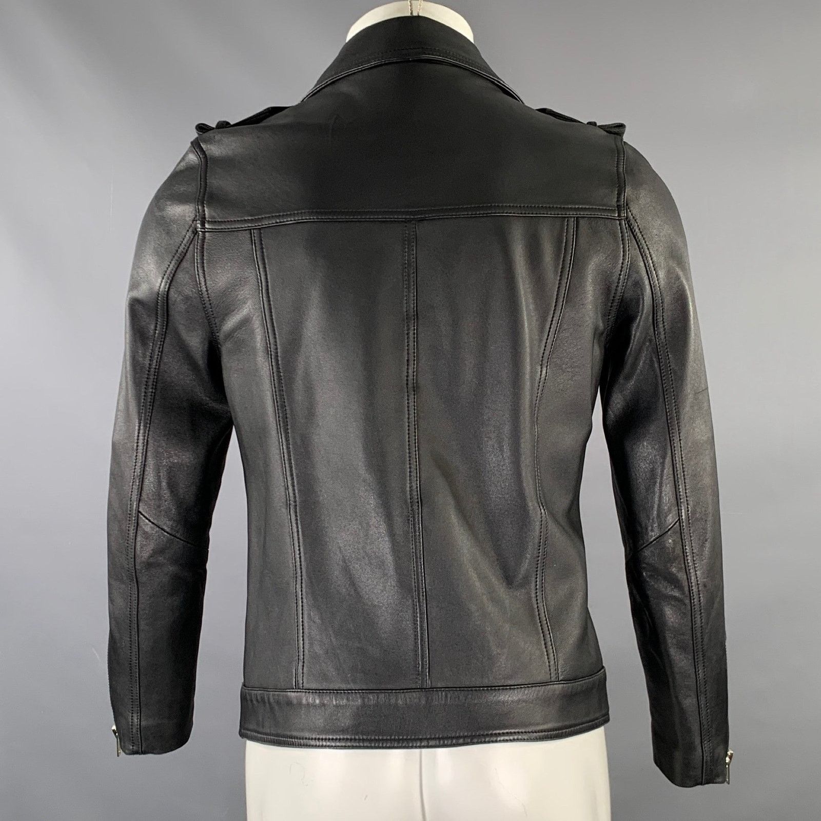 Other NO BRAND Chest Size M Black Leather Motorcycle Jacket Size US L / EU 52-54 / 3 - 4 Thumbnail