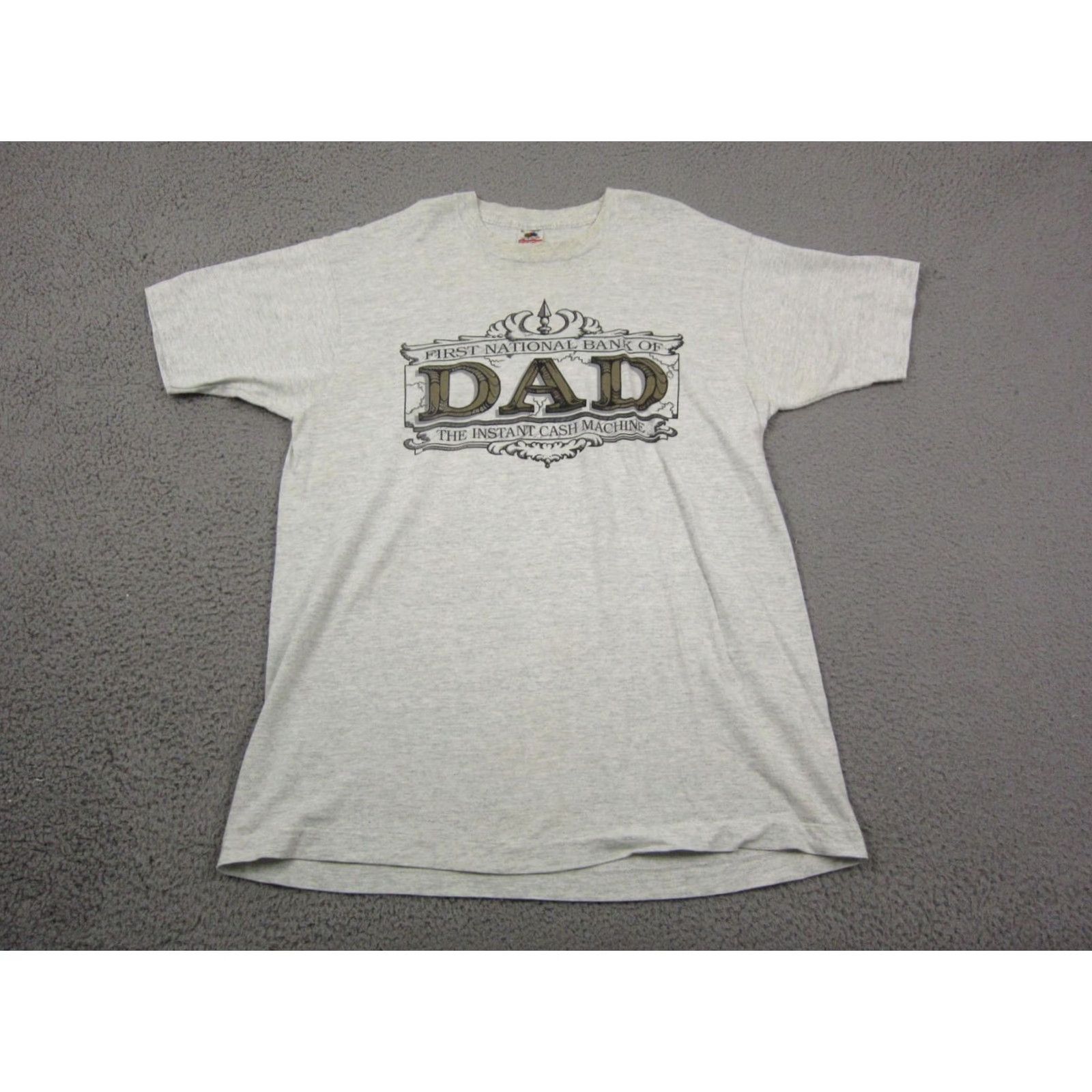 Fruit Of The Loom VINTAGE Fruit of the Loom Shirt Mens XL Gray 80s Dad First National Bank Money Crew Neck Short Sleeve Cotton Jersey Size US XL / EU 56 / 4 - 2 Thumbnail