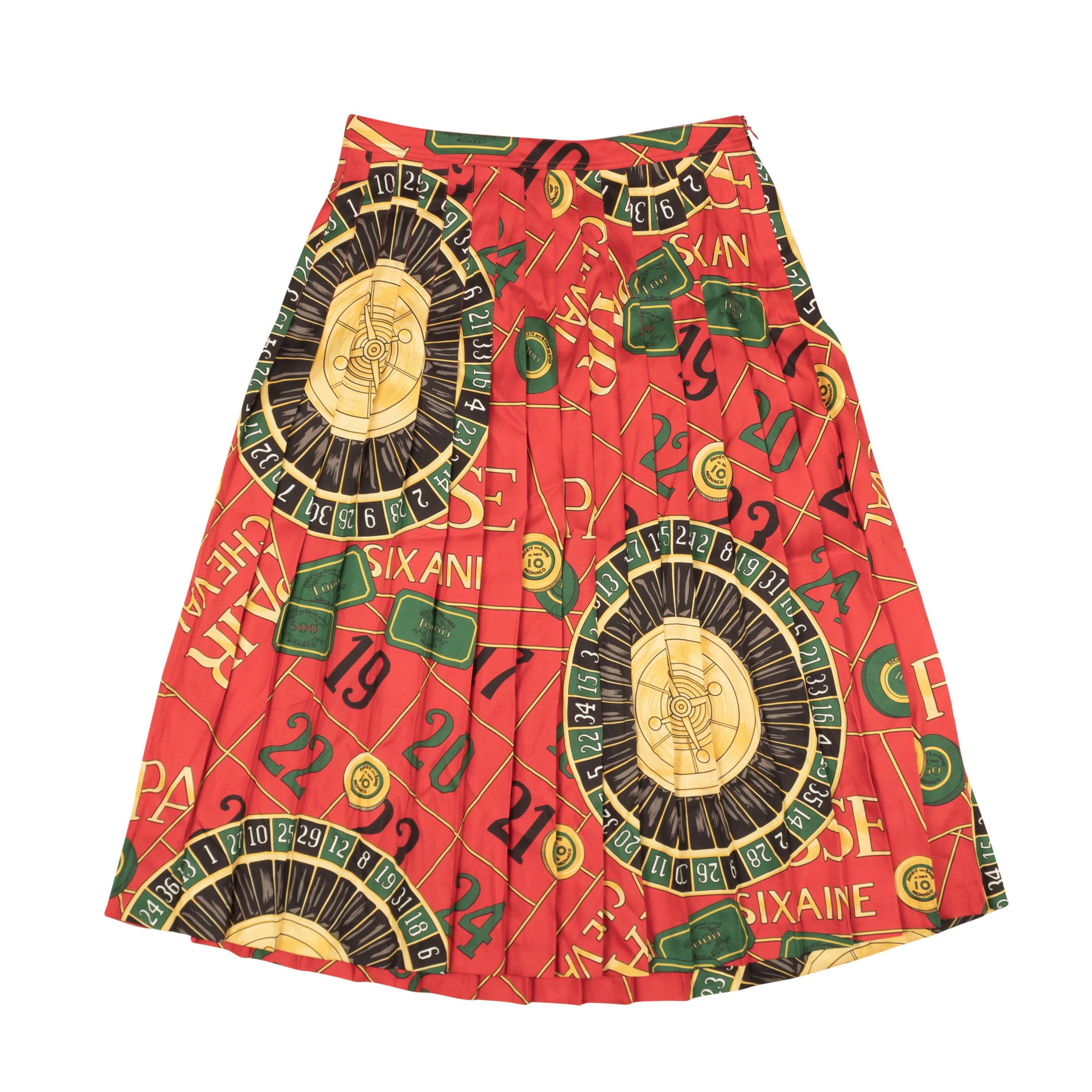 image of Polo Ralph Lauren Red Pleated Reissue Print Long Skirt Size 8/44, Women's