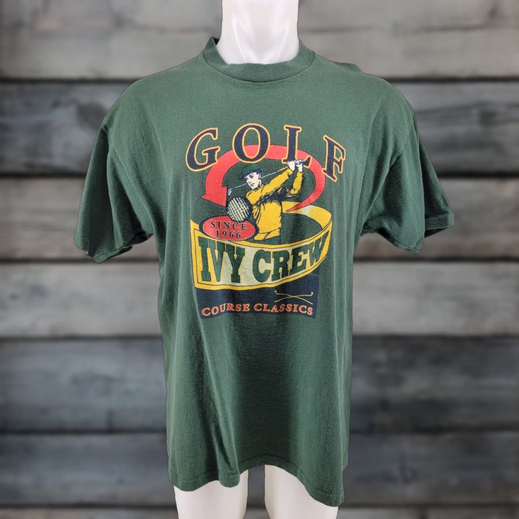 Vintage VTG Ivy Crew T-Shirt Unisex Adults XL Green 90s Single Stitch Made in USA Golf Course Classics Size US XL / EU 56 / 4 - 1 Thumbnail