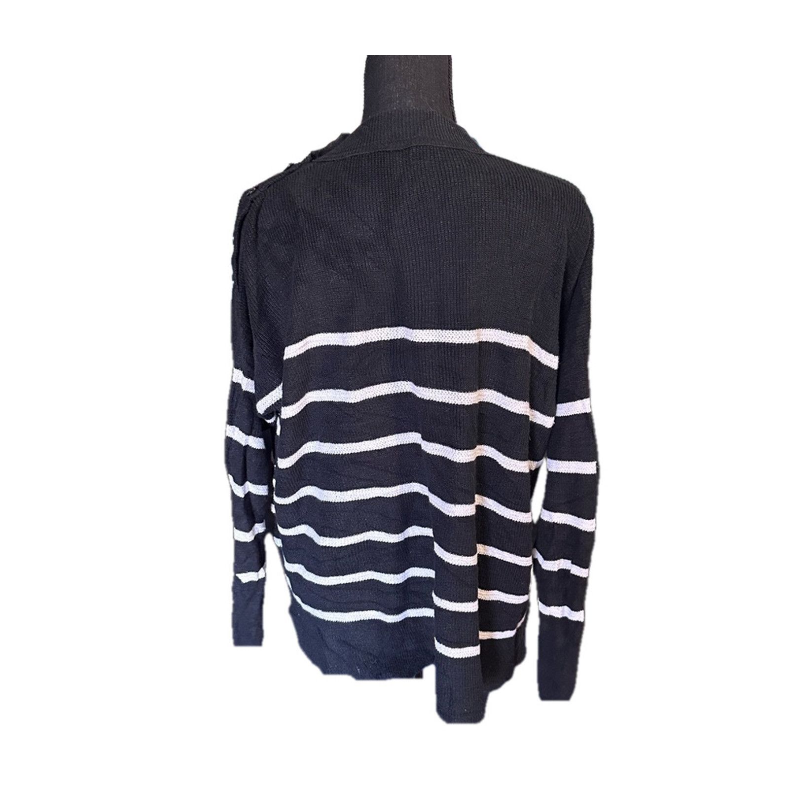 Polo Ralph Lauren Polo Ralph Lauren Button Shoulder Striped Black Sweater Size M / US 6-8 / IT 42-44 - 6 Thumbnail