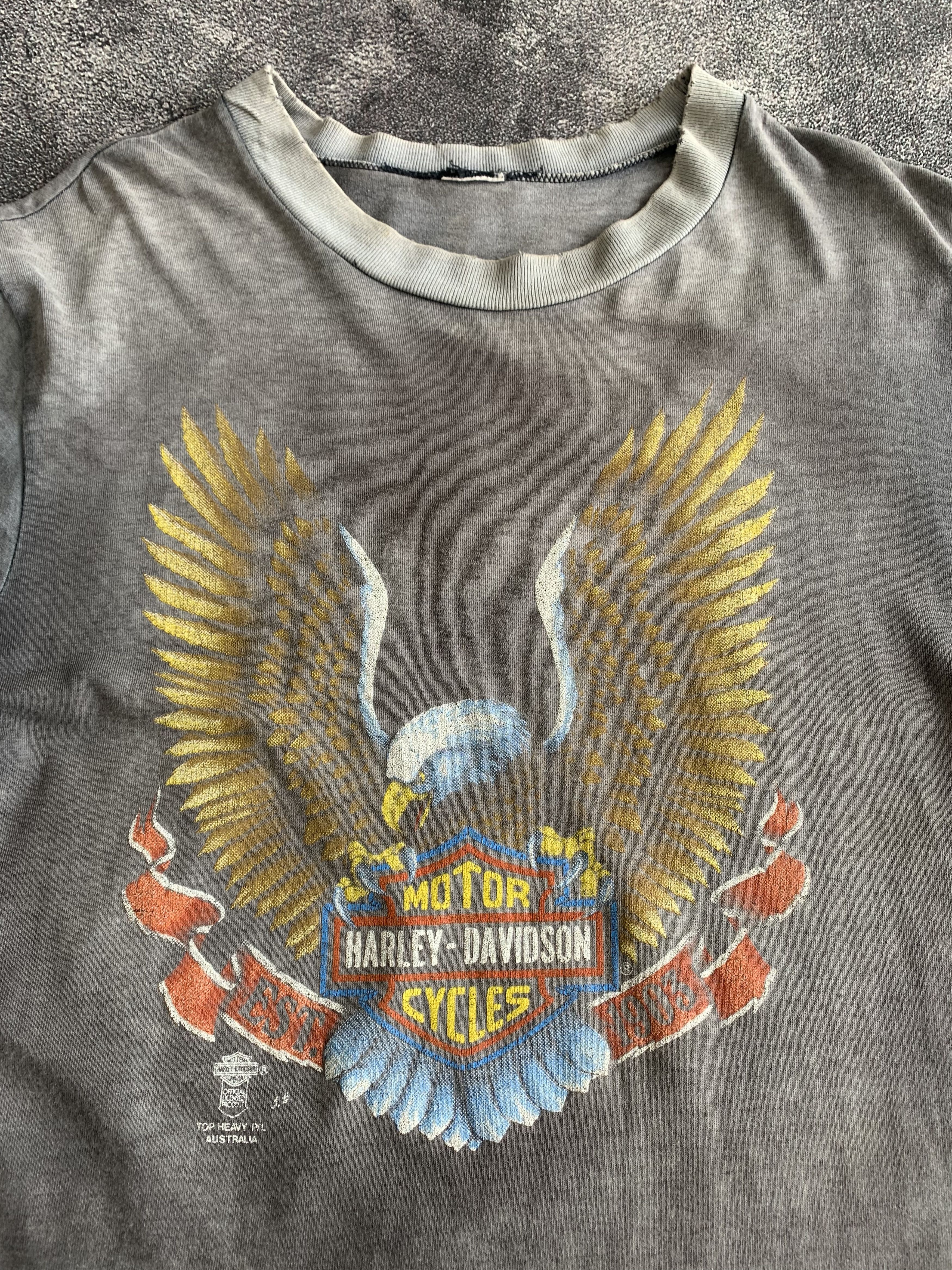 Harley Davidson 💎 Thrashed Sun Faded Vintage Harley Davidson Tee Size US M / EU 48-50 / 2 - 3 Thumbnail