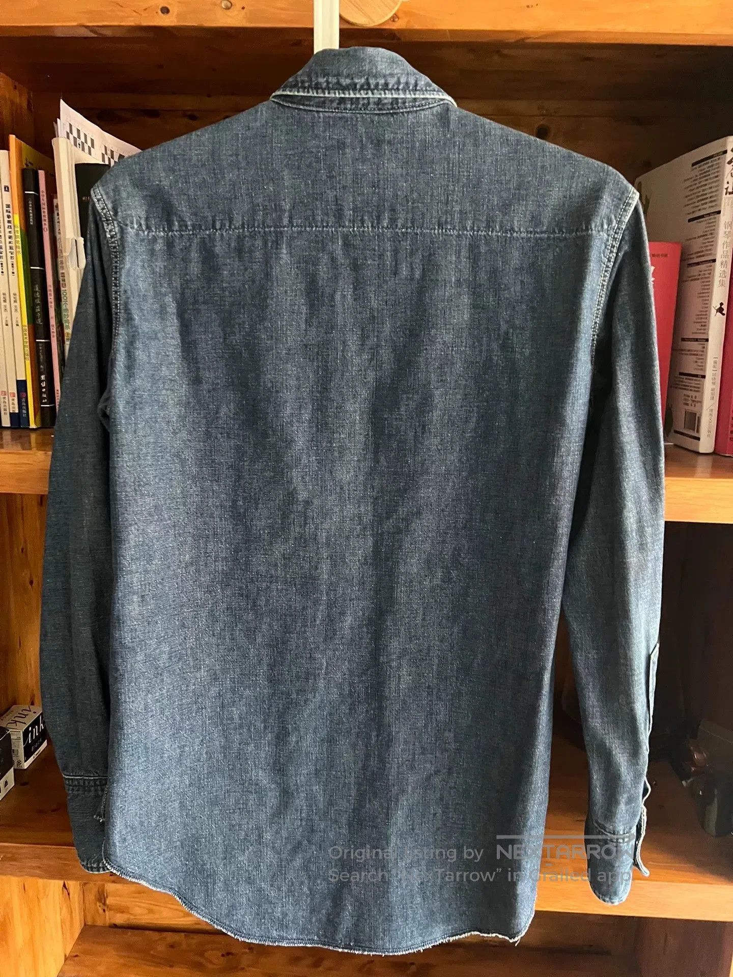 Japanese Brand women's blue washed denim shirt with gemstone buttons. Size M / US 6-8 / IT 42-44 - 7 Thumbnail