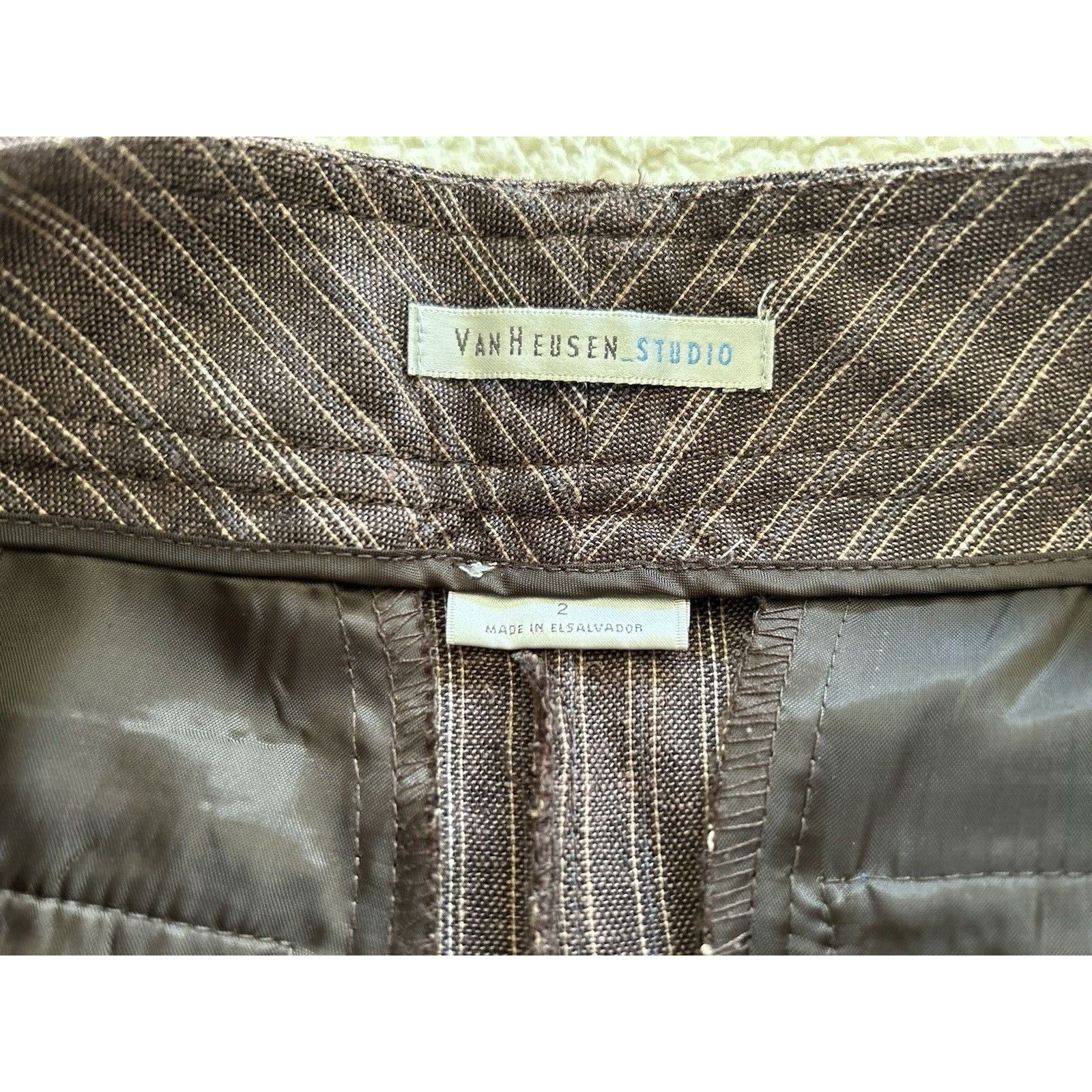 Van Heusen Van Heusen Studio Brown Multicolored Pin Stripes Wide Leg Cu Size 26" / US 2 / IT 38 - 4 Thumbnail