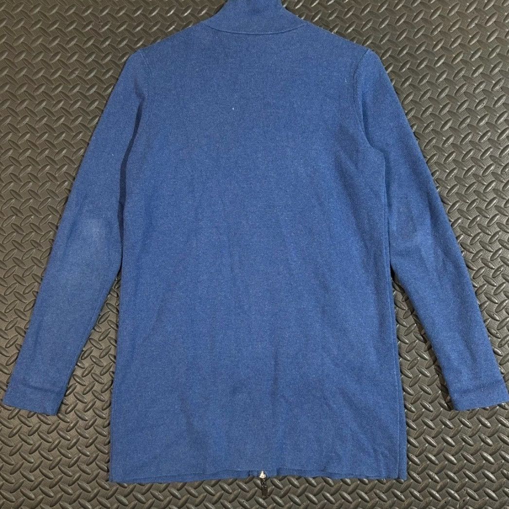 Vintage Kinross Blue Long Zip Cardigan Sweater Women's XS 30" Knit Jacket Soft Luxury Size XS / US 0-2 / IT 36-38 - 2 Thumbnail